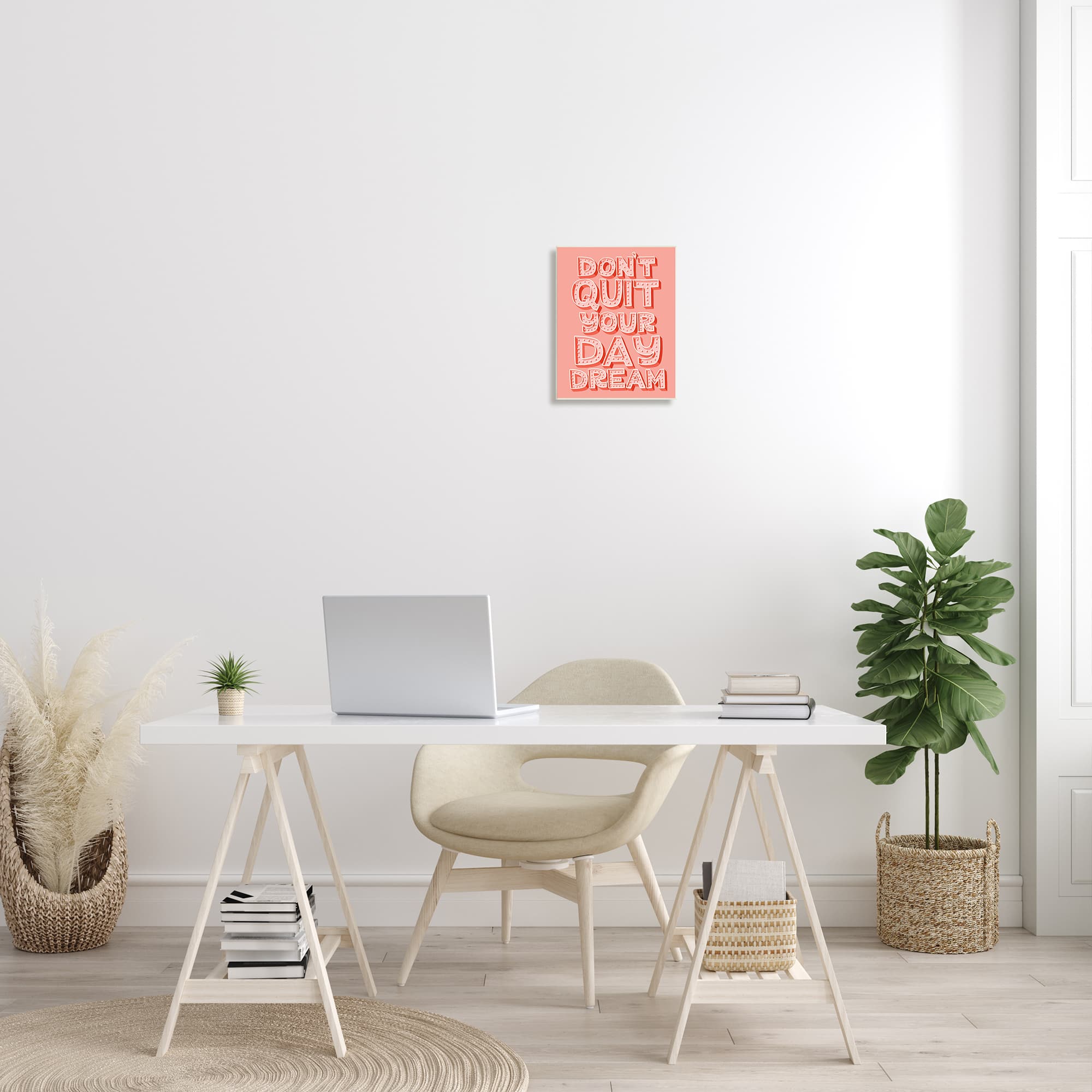 Stupell Industries Don't Quit Your Day Dream Bold Pink Typography Wall Plaque