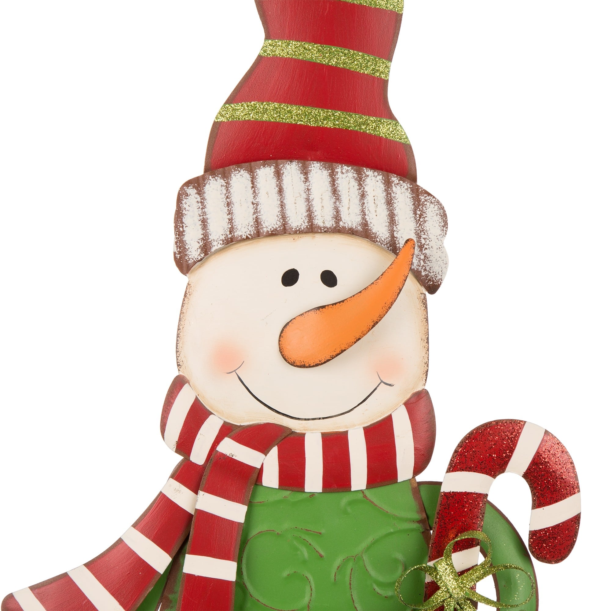 Glitzhome&#xAE; 3ft. Metal Snowman &#x26; Santa Yard Stake Set