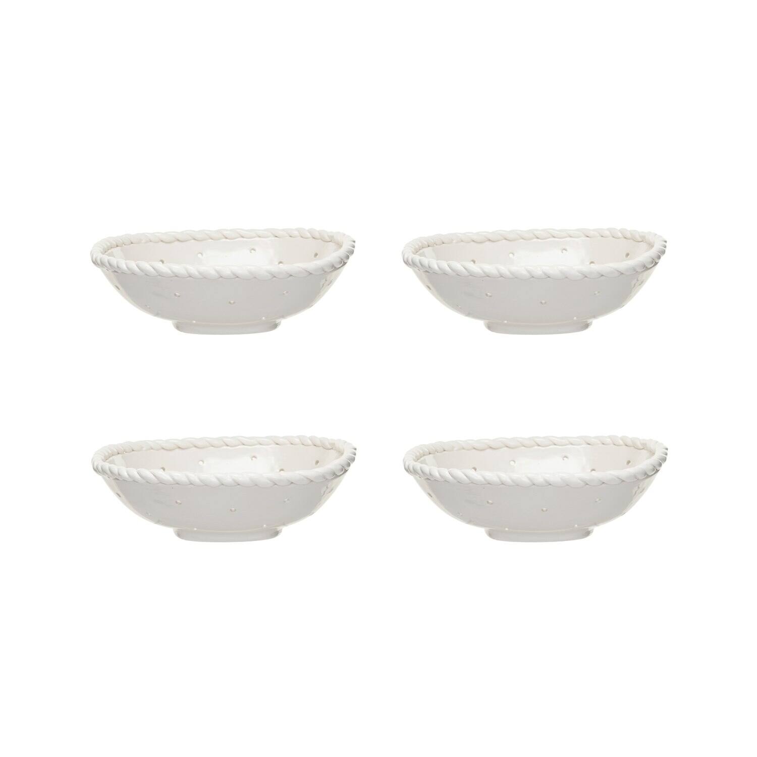 Hello Honey® 10.5" White Stoneware Colander with Twisted Edge, 4ct.