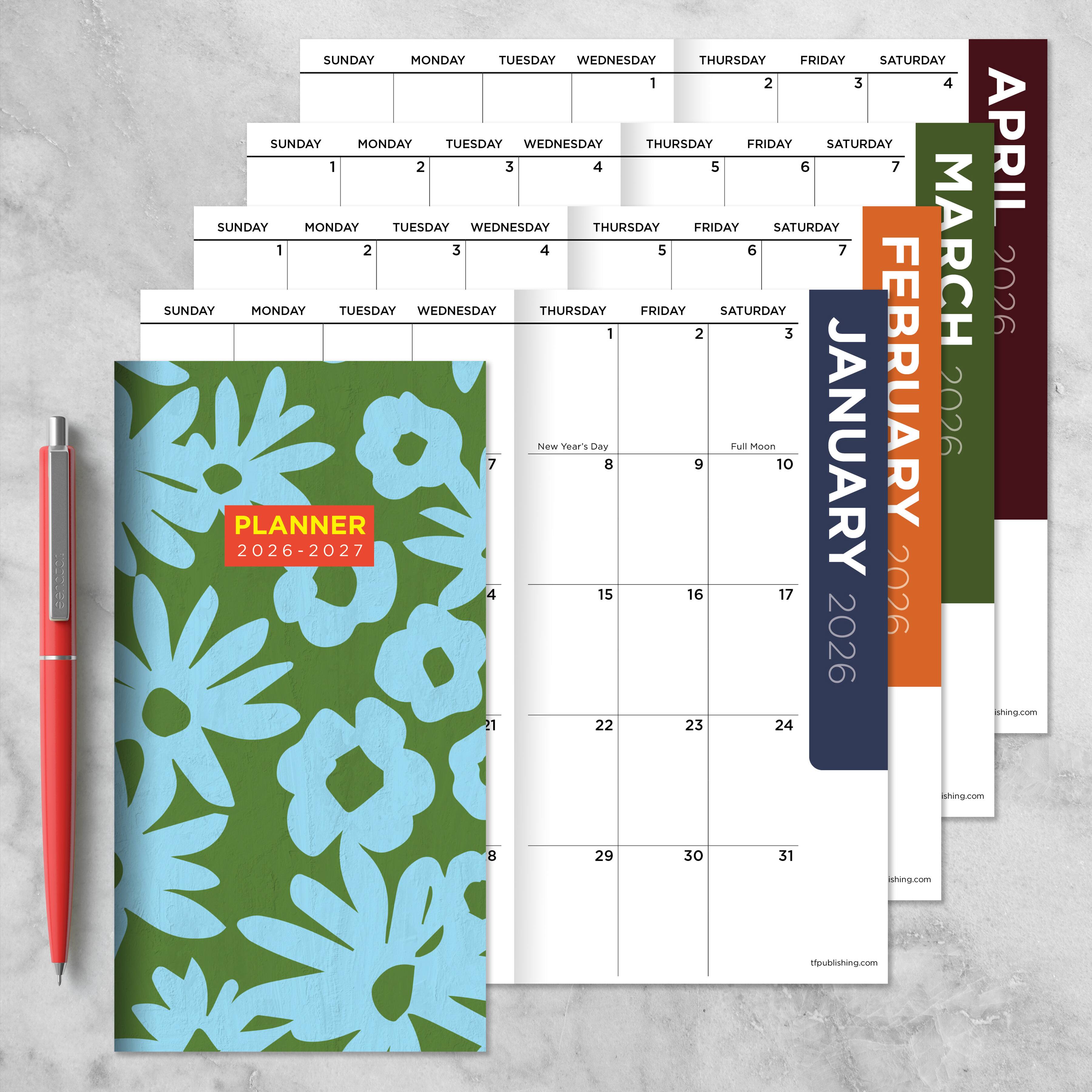 2026-2027 Flower Stencil Small Monthly Pocket Planner