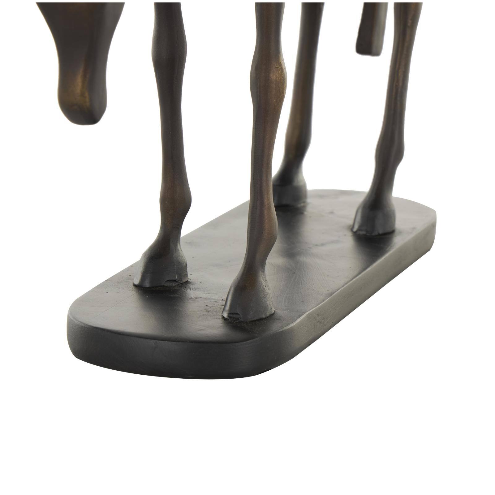 11.5" Bronze & Brushed Gold Polystone Horse Sculpture with Black Oval Base