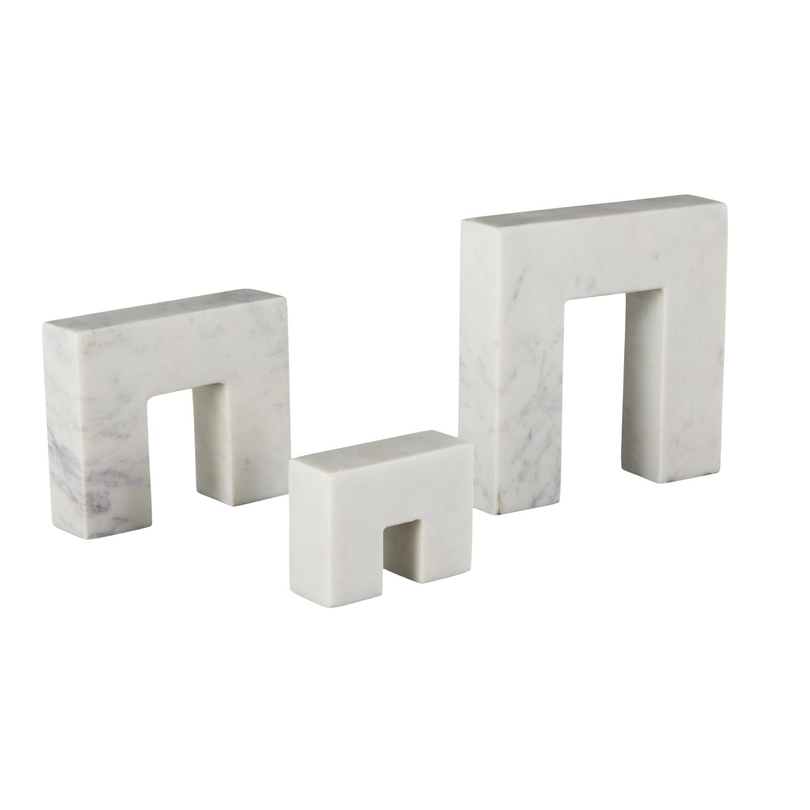 White Abstract Square Arch Marble Sculpture Set