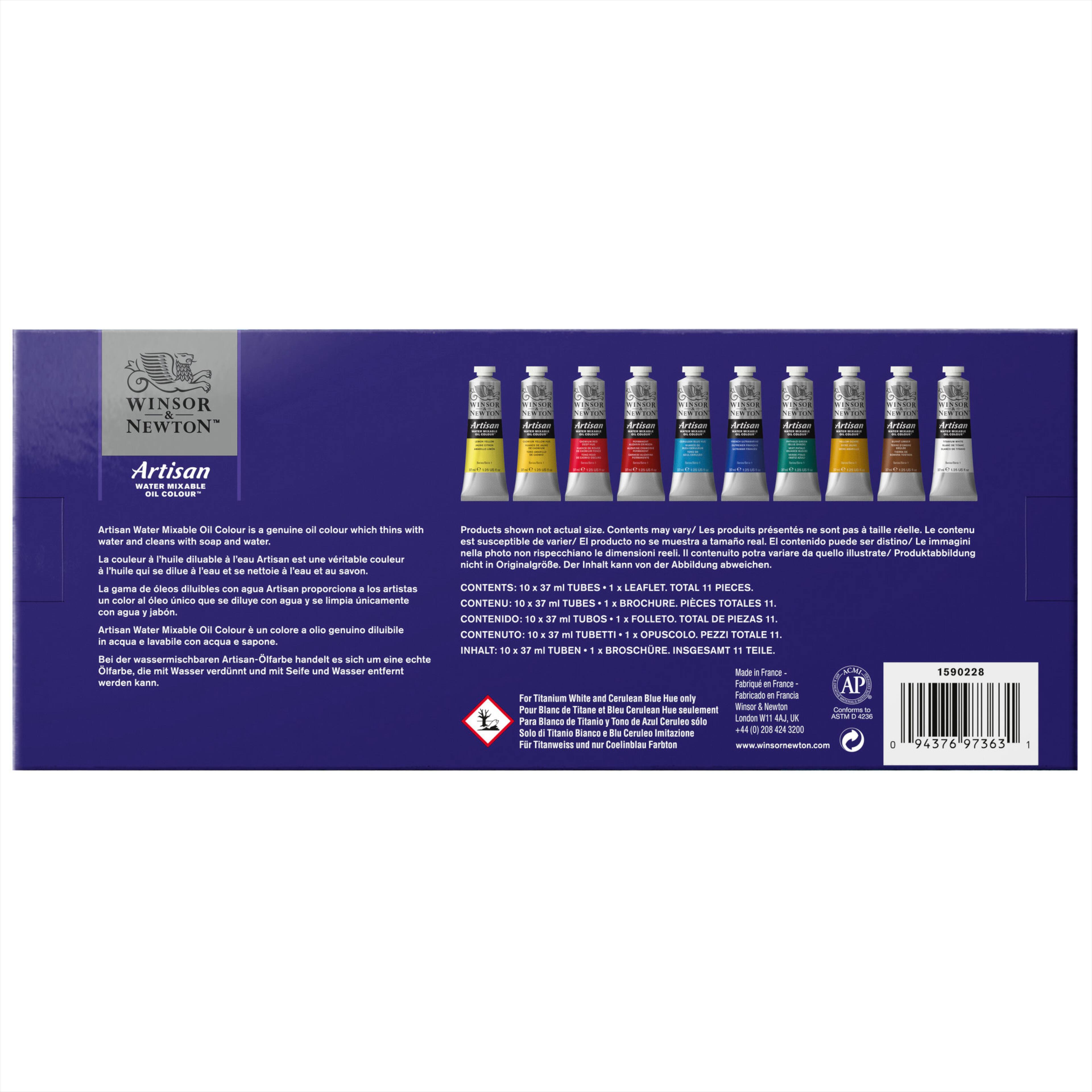 Winsor &#x26; Newton&#x2122; Artisan Water Mixable Oil Colour&#x2122; 10 Color Paint Tube Set