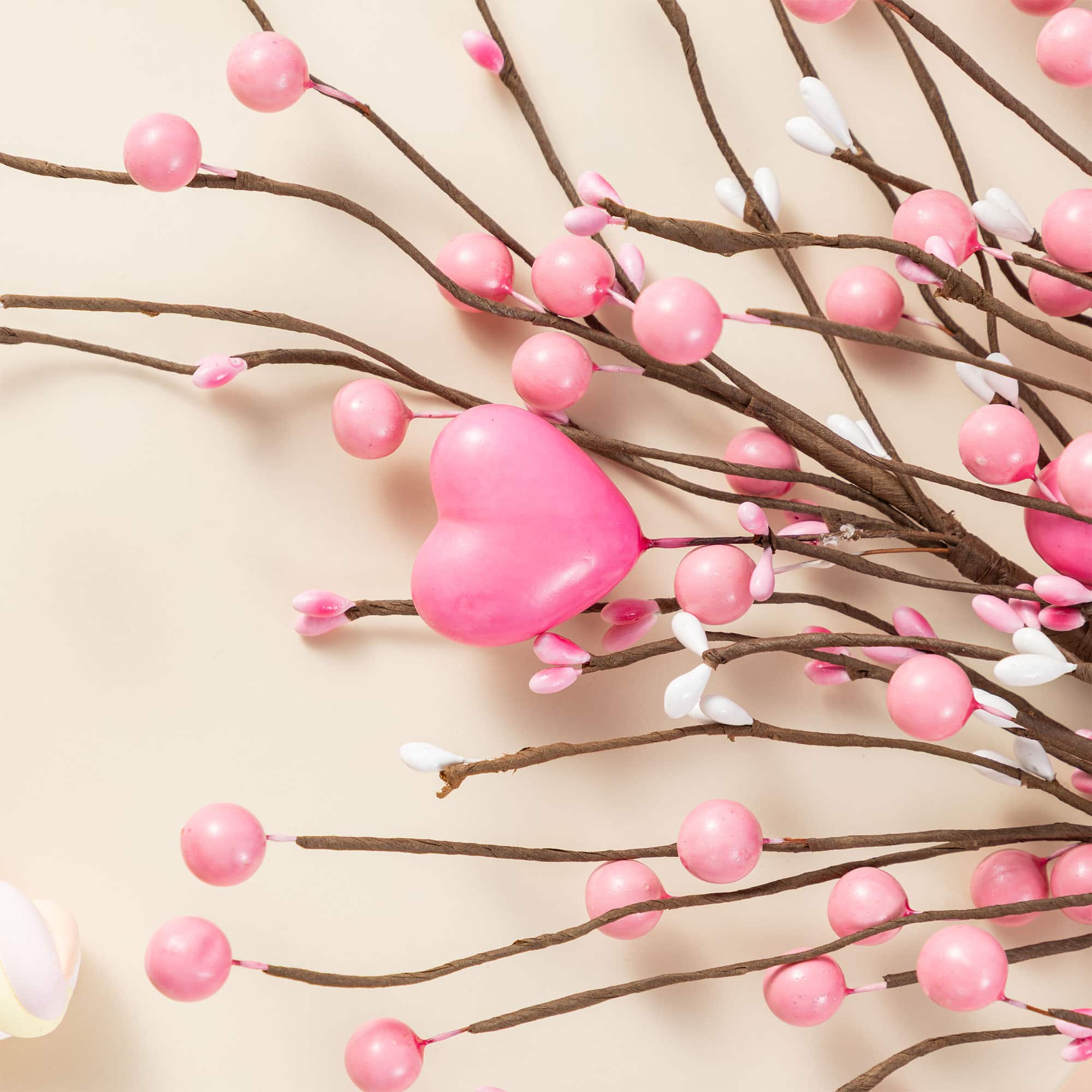 Glitzhome® 28" Valentine's Pink Berry & Heart Picks Set