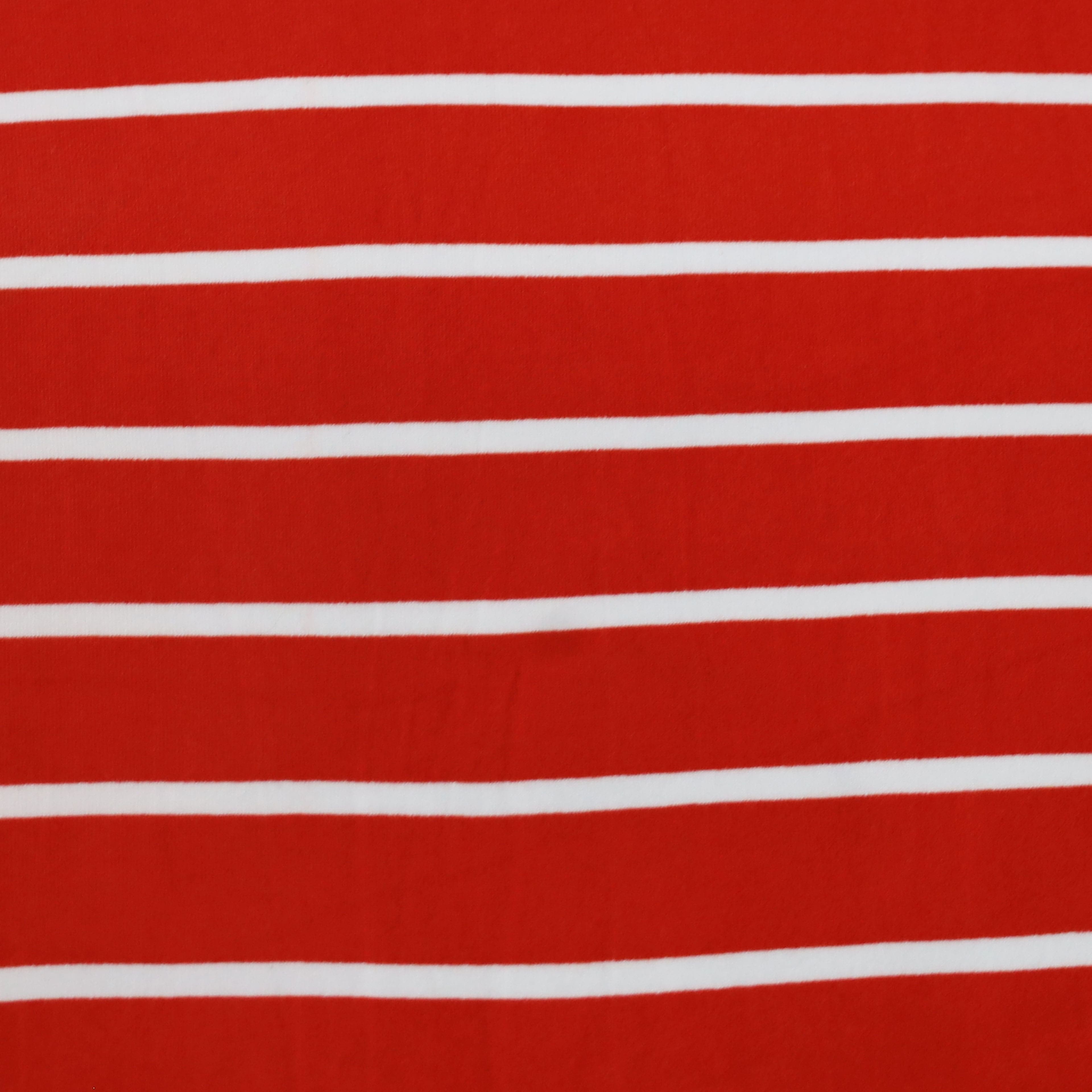 Fabric Merchants White Stripes on Red Double Brushed 4-Way Stretch Fabric