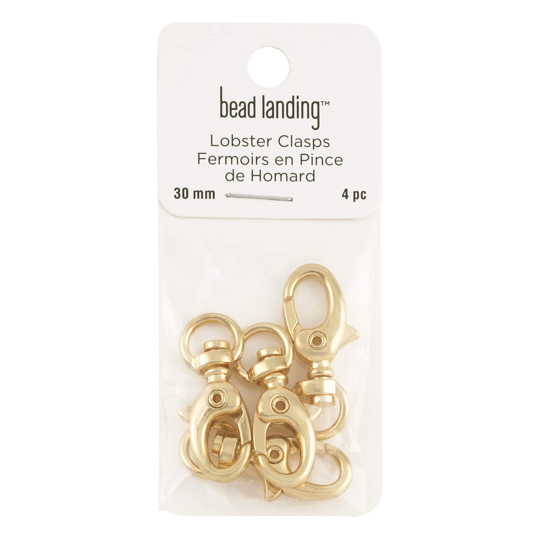 12 Packs: 4 ct. (48 total) 30mm Gold Lobster Clasps by Bead Landing&#x2122;