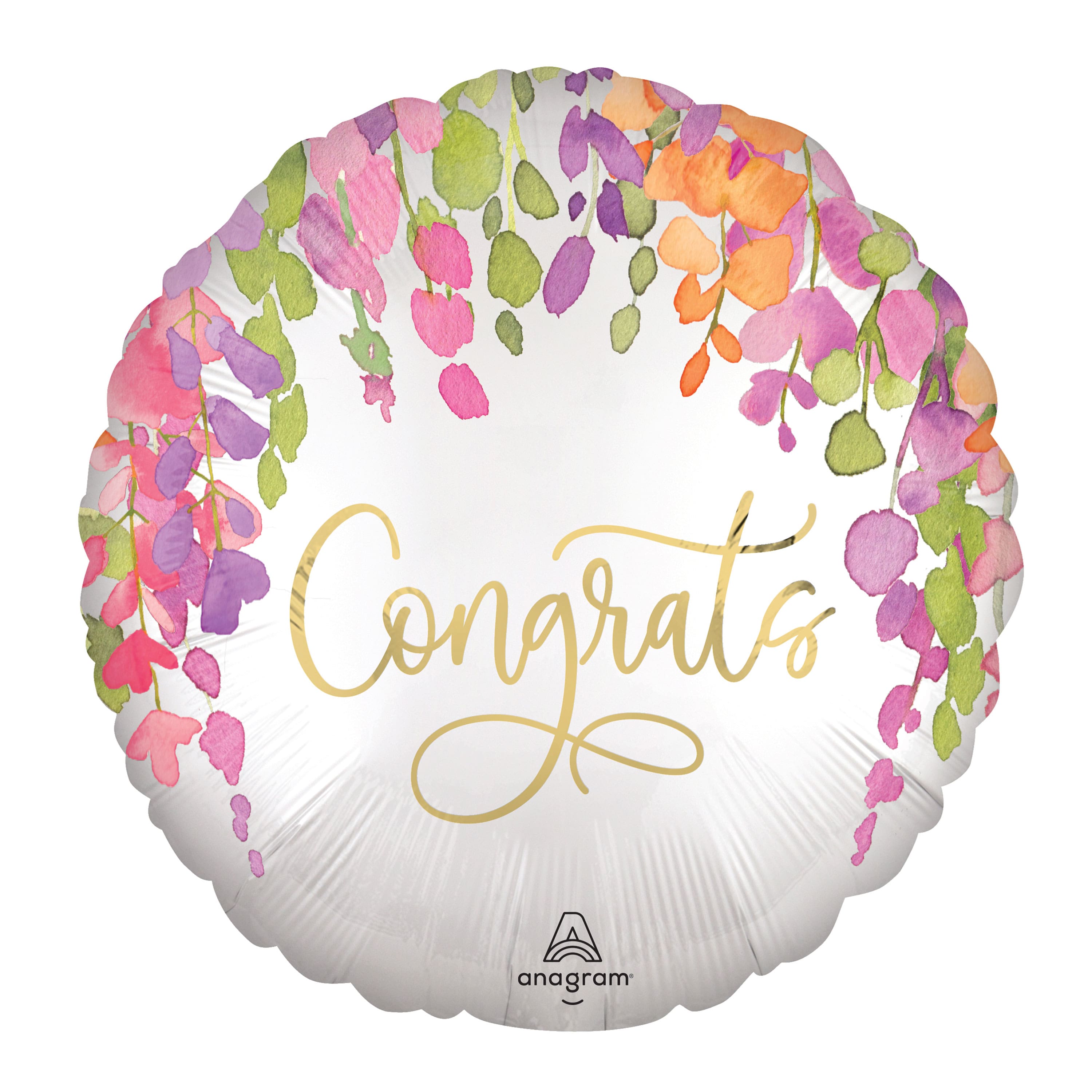 17&#x22; Romantic Floral Congrats Satin Foil Balloon