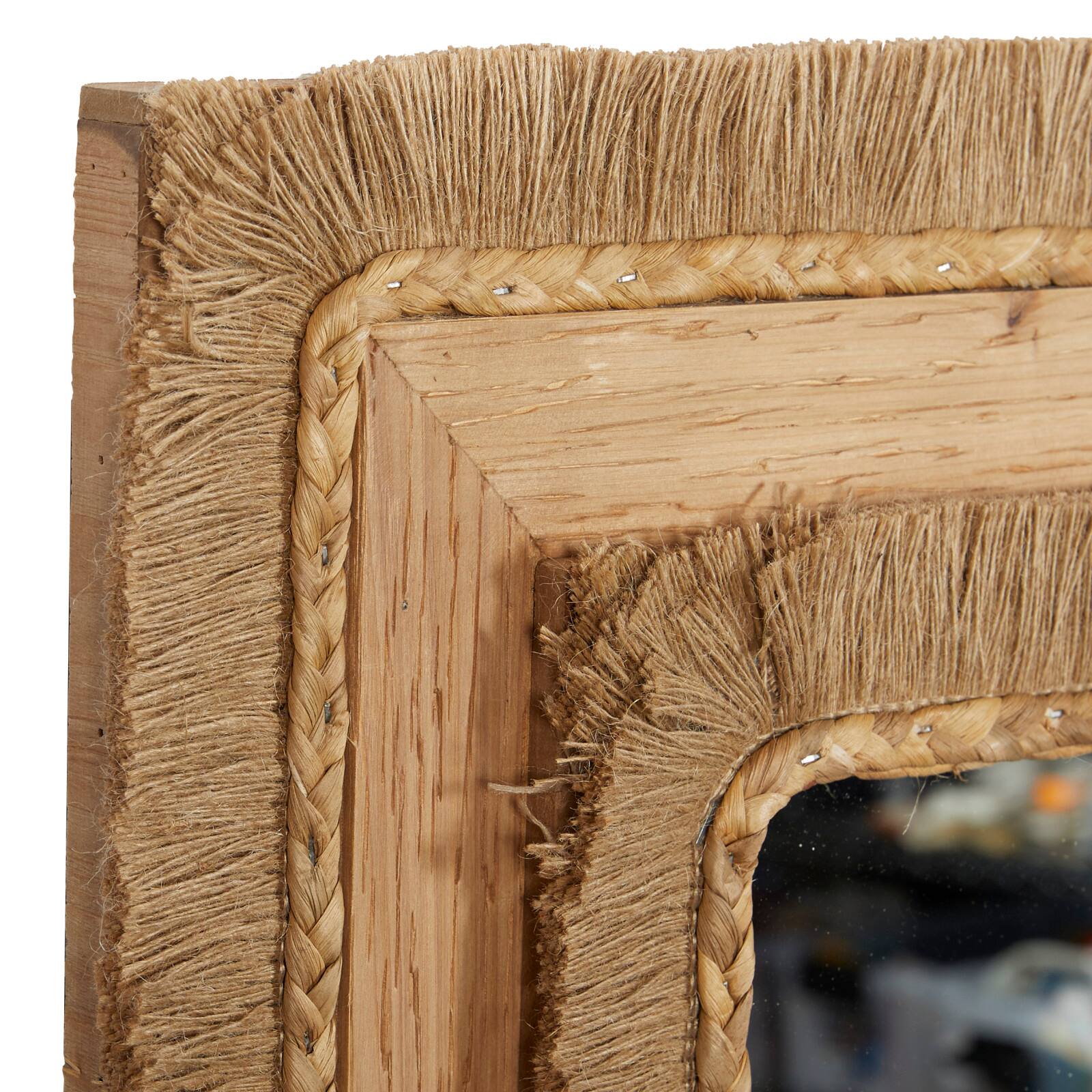 36&#x22; Brown Bohemian Style Wood Wall Mirror