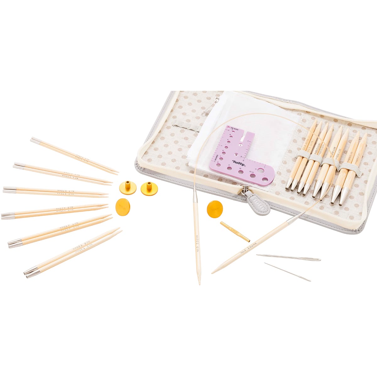 Double Ended Bamboo Knitting Needles Set, For Beginners And Professionals,  80 Pieces (16 Sizes X 5 Units), 2mm To 12mm, 25cm, With Canvas Storage Bag