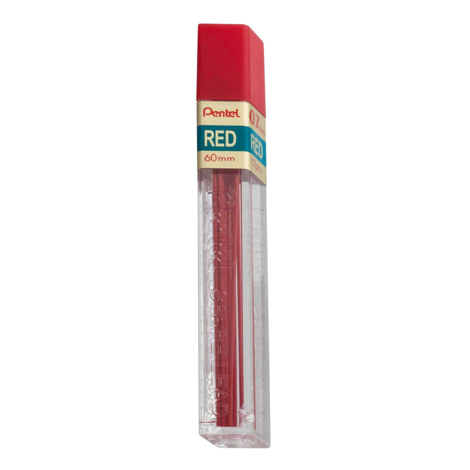Red Tube of 12 Pentel 0.7mm Coloured Pencil Leads