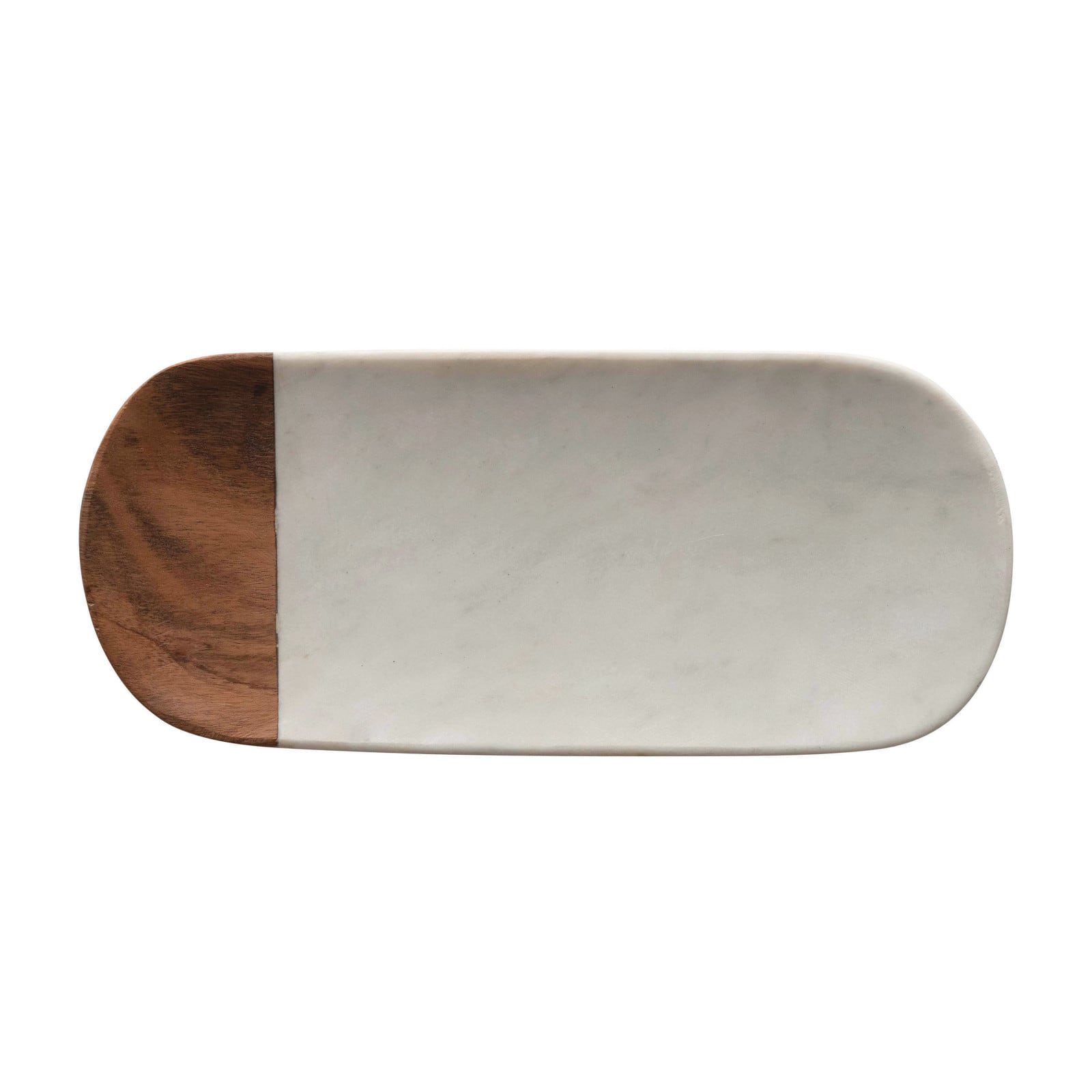 Hello Honey® 12" White Marble & Acacia Wood Serving Tray