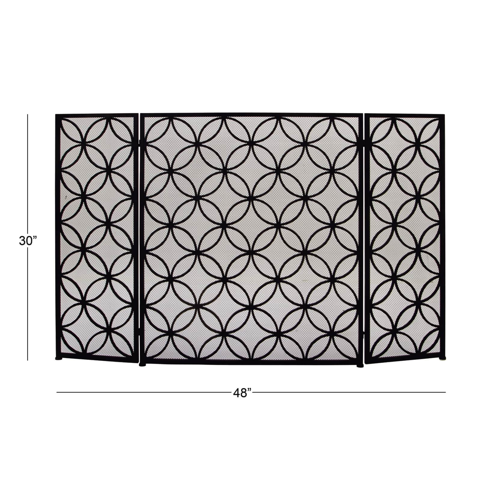 Black Metal Modern Fireplace Screen