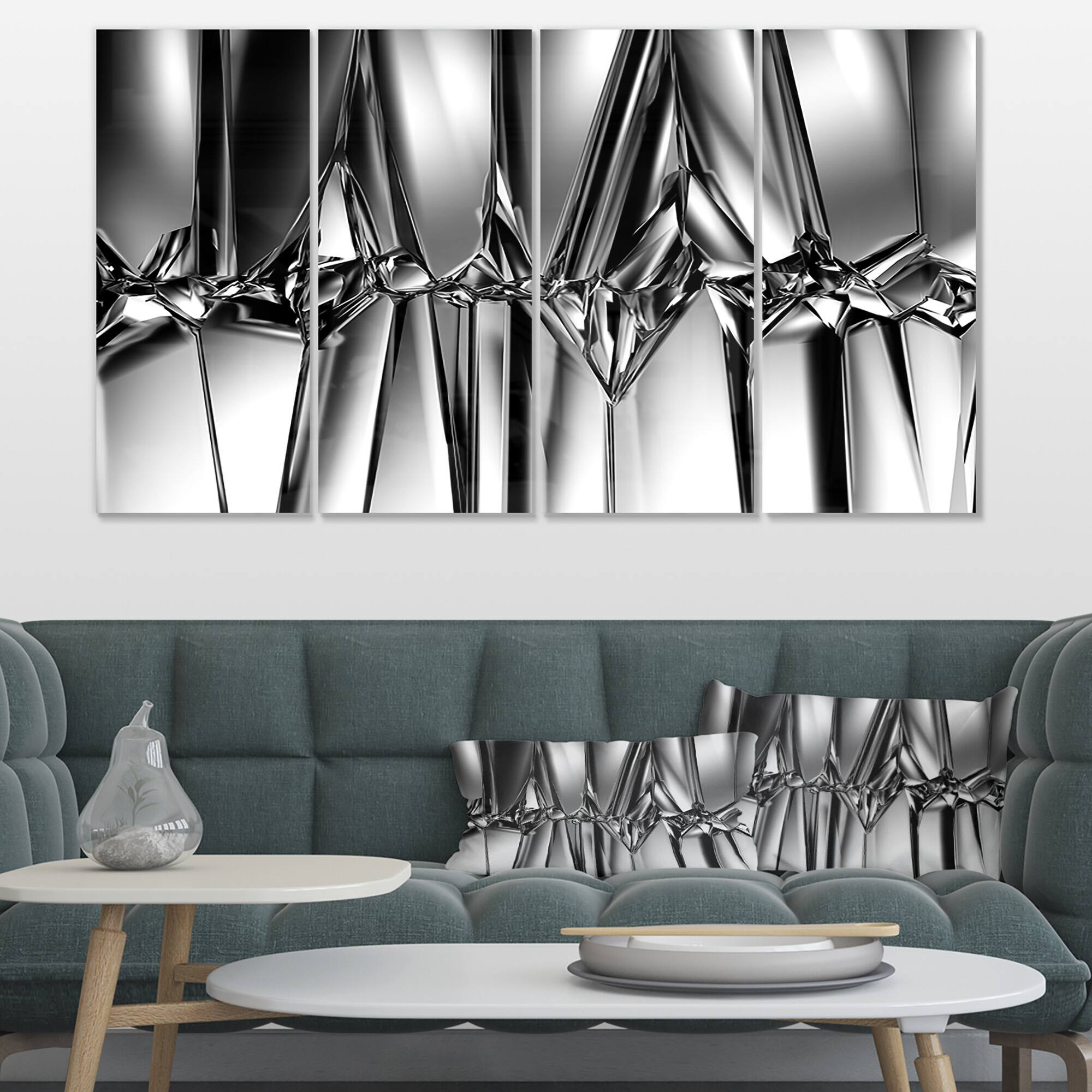 Designart - Black White Crystal Background - Abstract Canvas Art Print