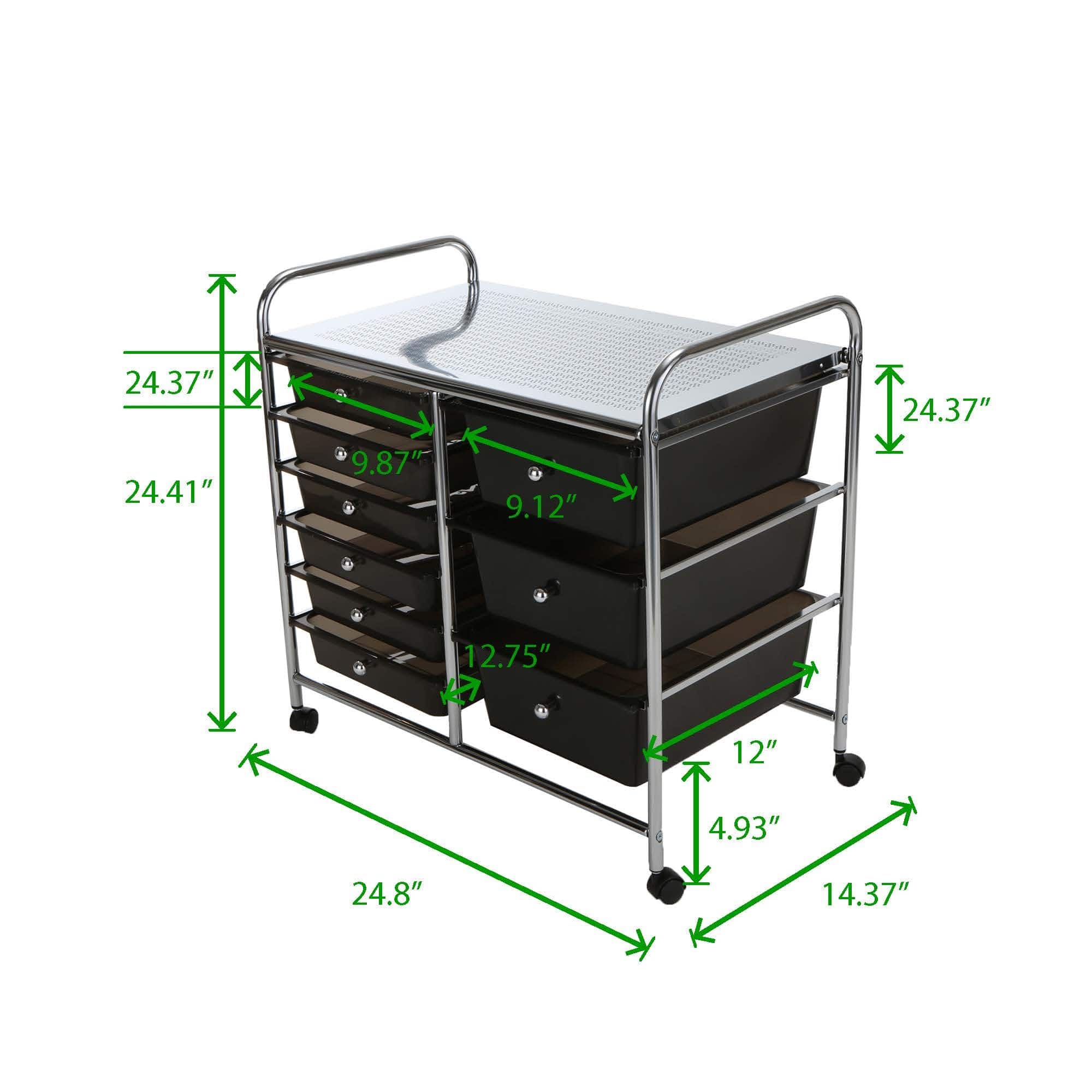 Mind Reader Black 6 Drawer Rolling Utility Cart