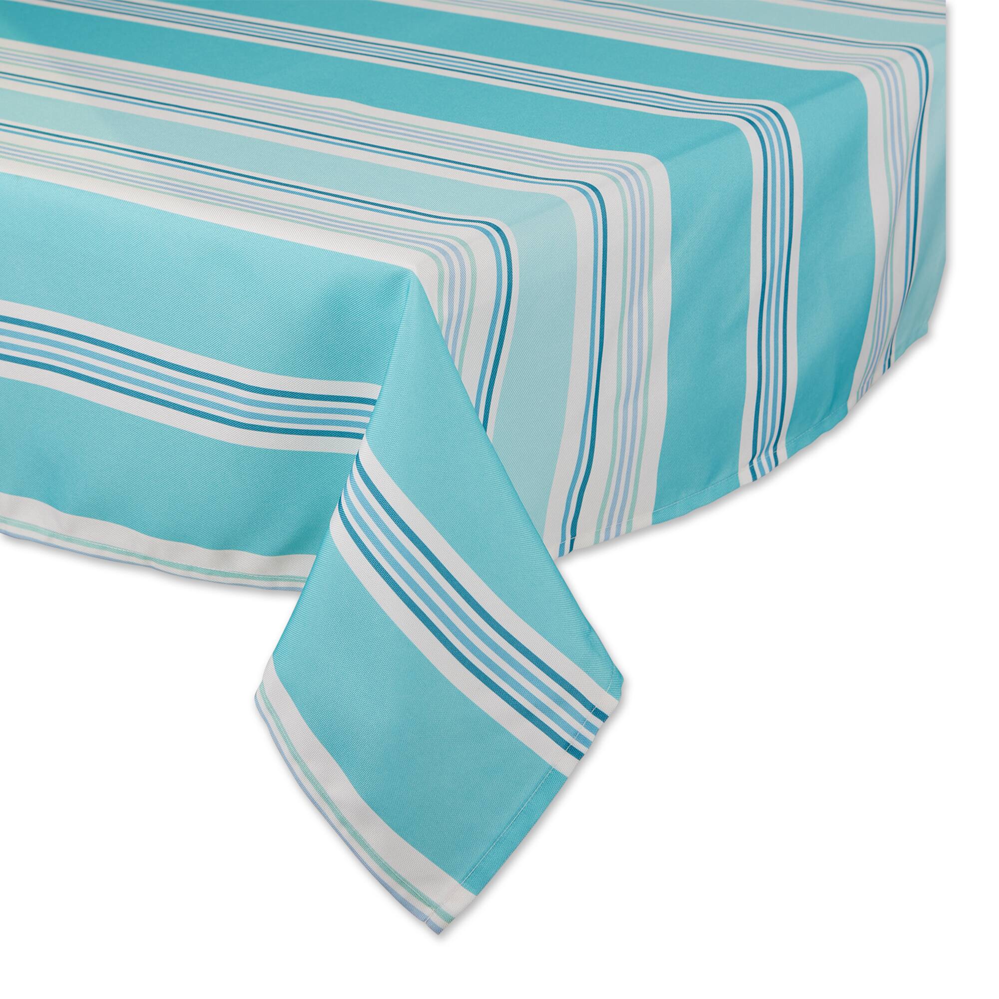 DII® Beach House Stripe Print Outdoor Tablecloth 60x120"