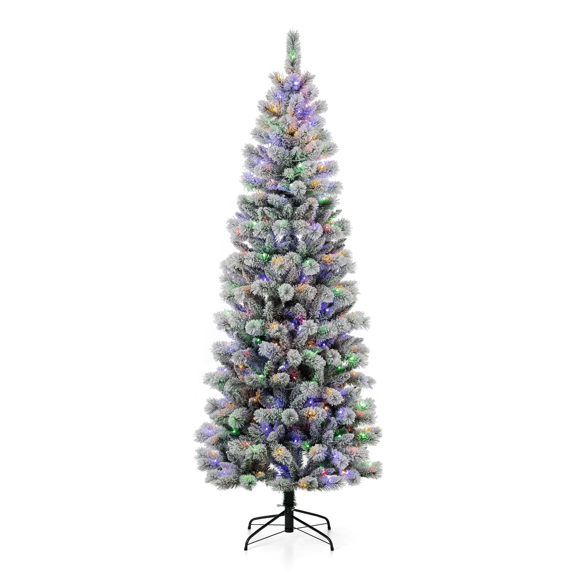 7.5ft Pre-Lit Flocked Pine Artificial Christmas Tree