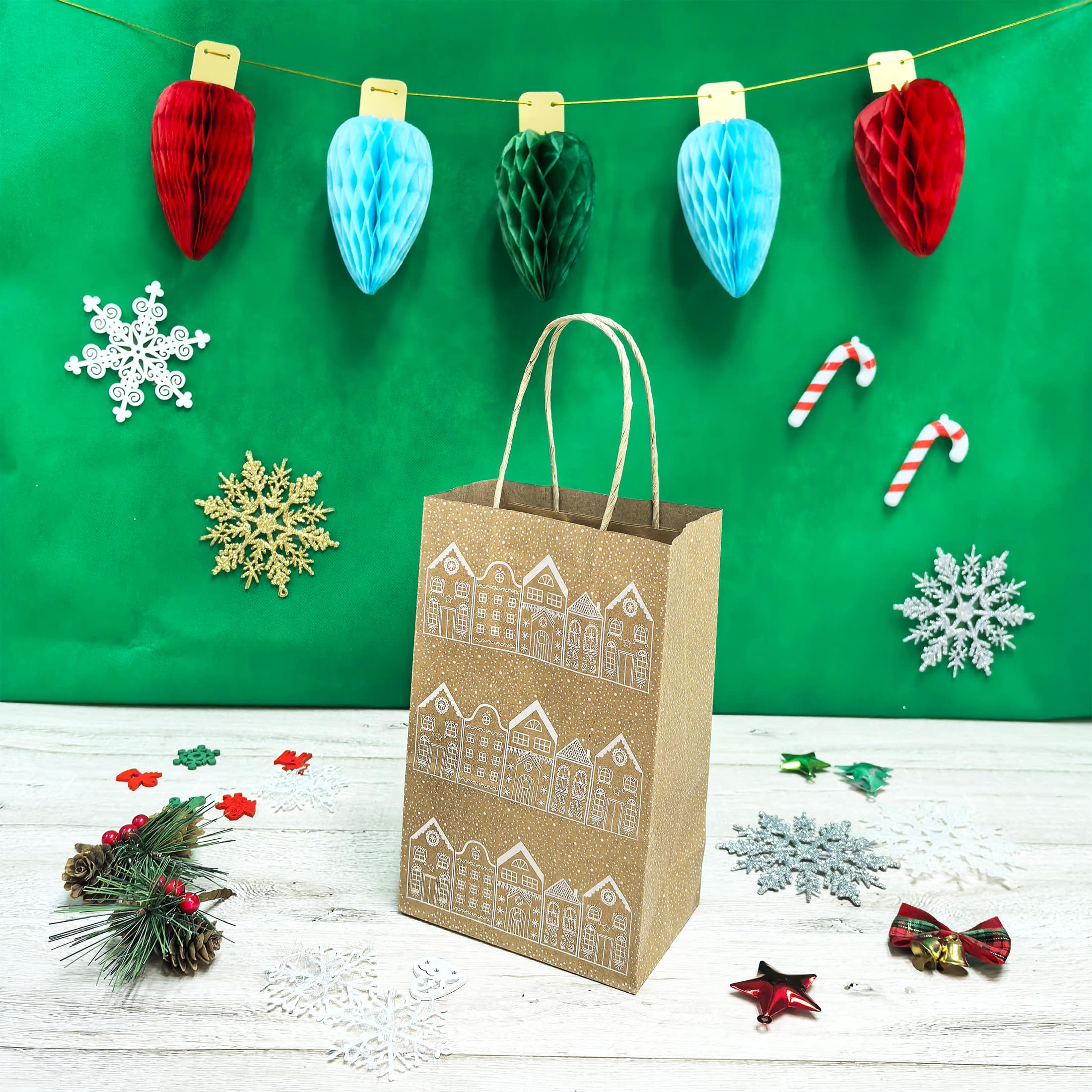 Small Gingerbread House Kraft Gift Bags, 6ct. by Celebrate It™