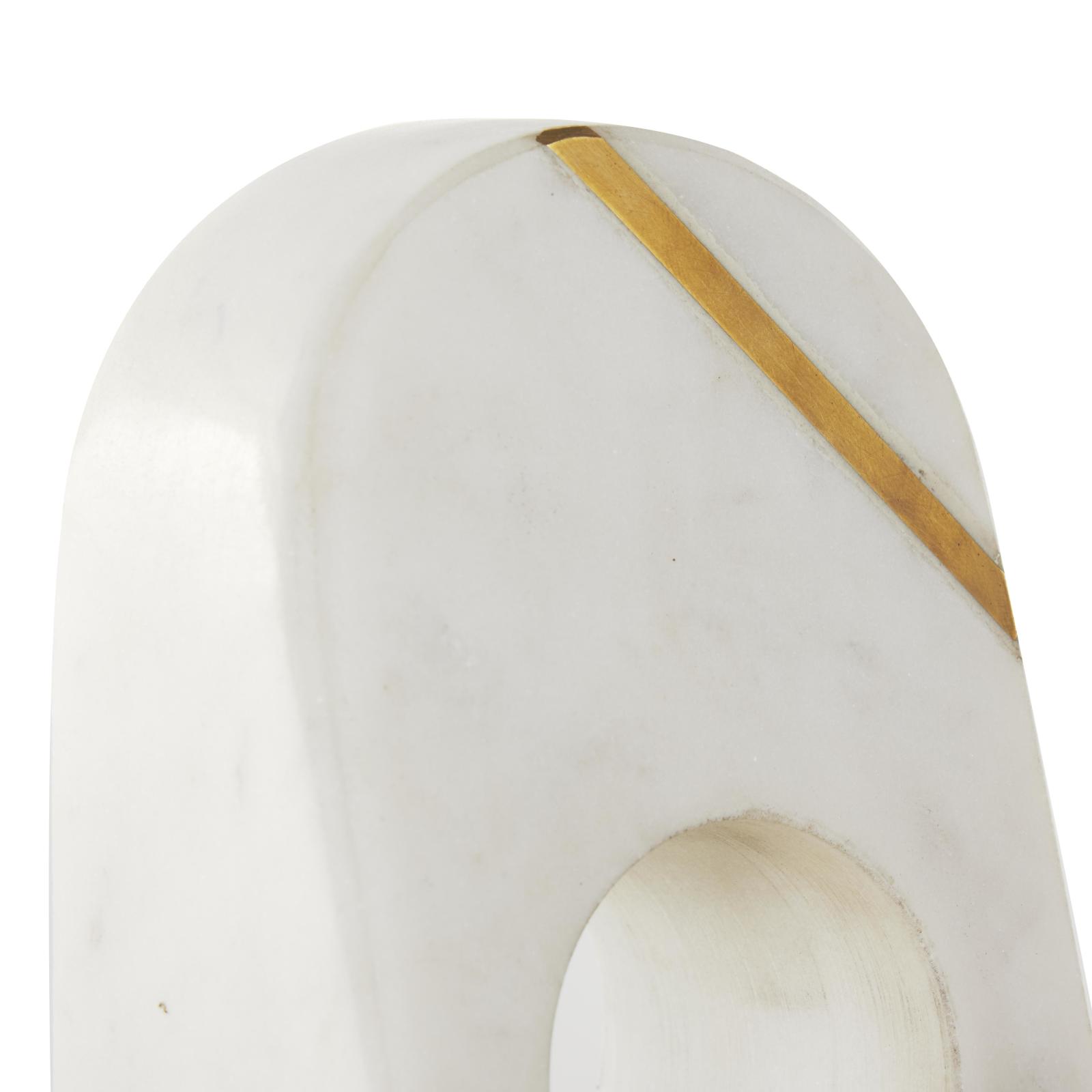 6" White Marble Geometric Curved Pyramid Decorative Bookends