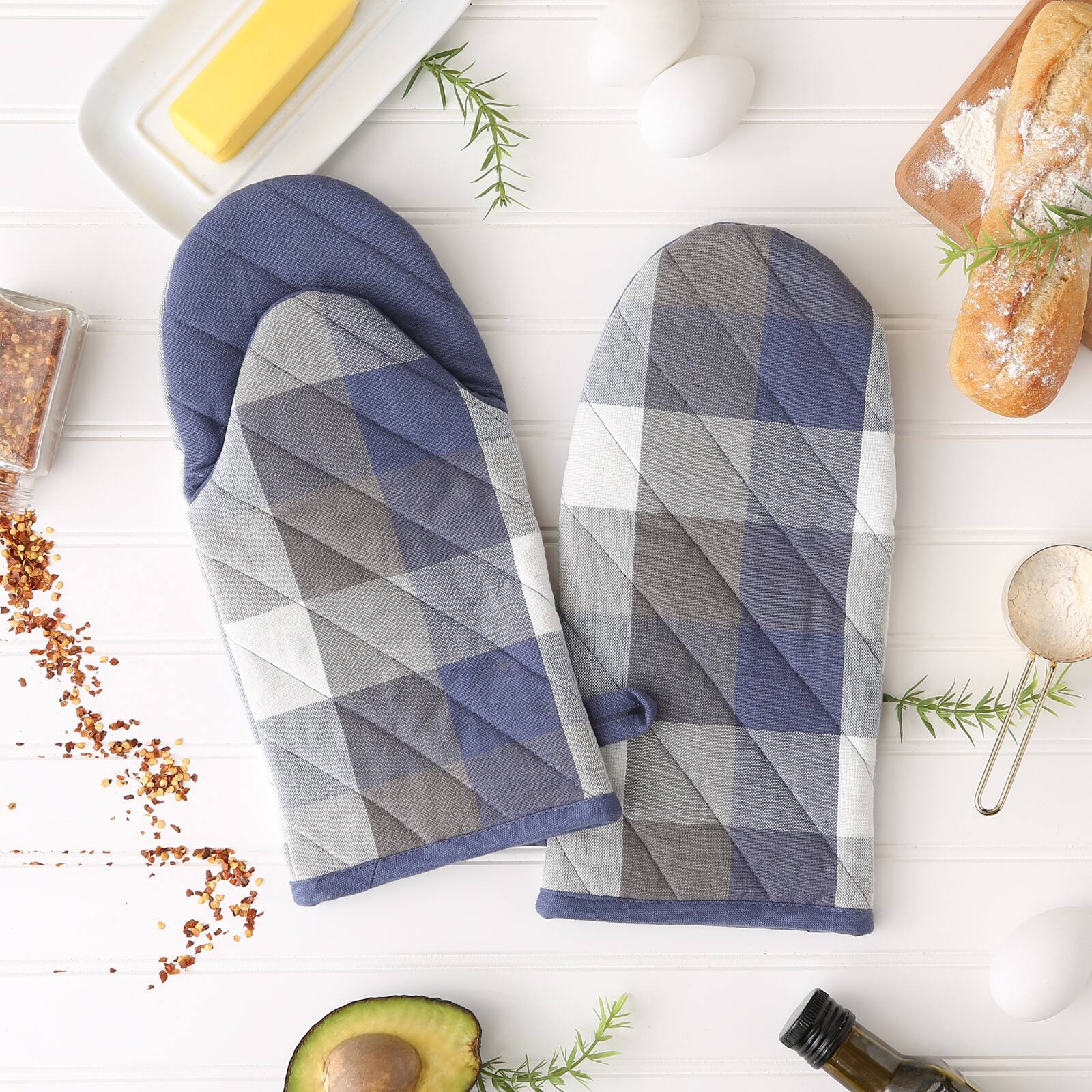 DII&#xAE; Tri Color Check Oven Mitts, 2ct.