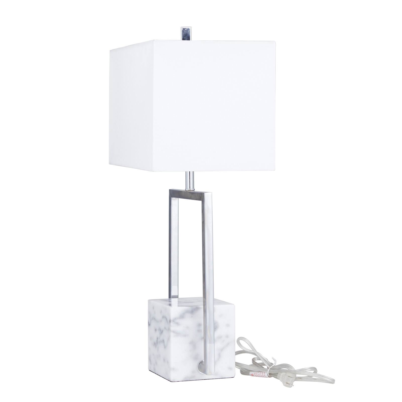 CosmoLiving by Cosmopolitan Silver Marble Modern Table Lamp, 25" x 14" x 10"