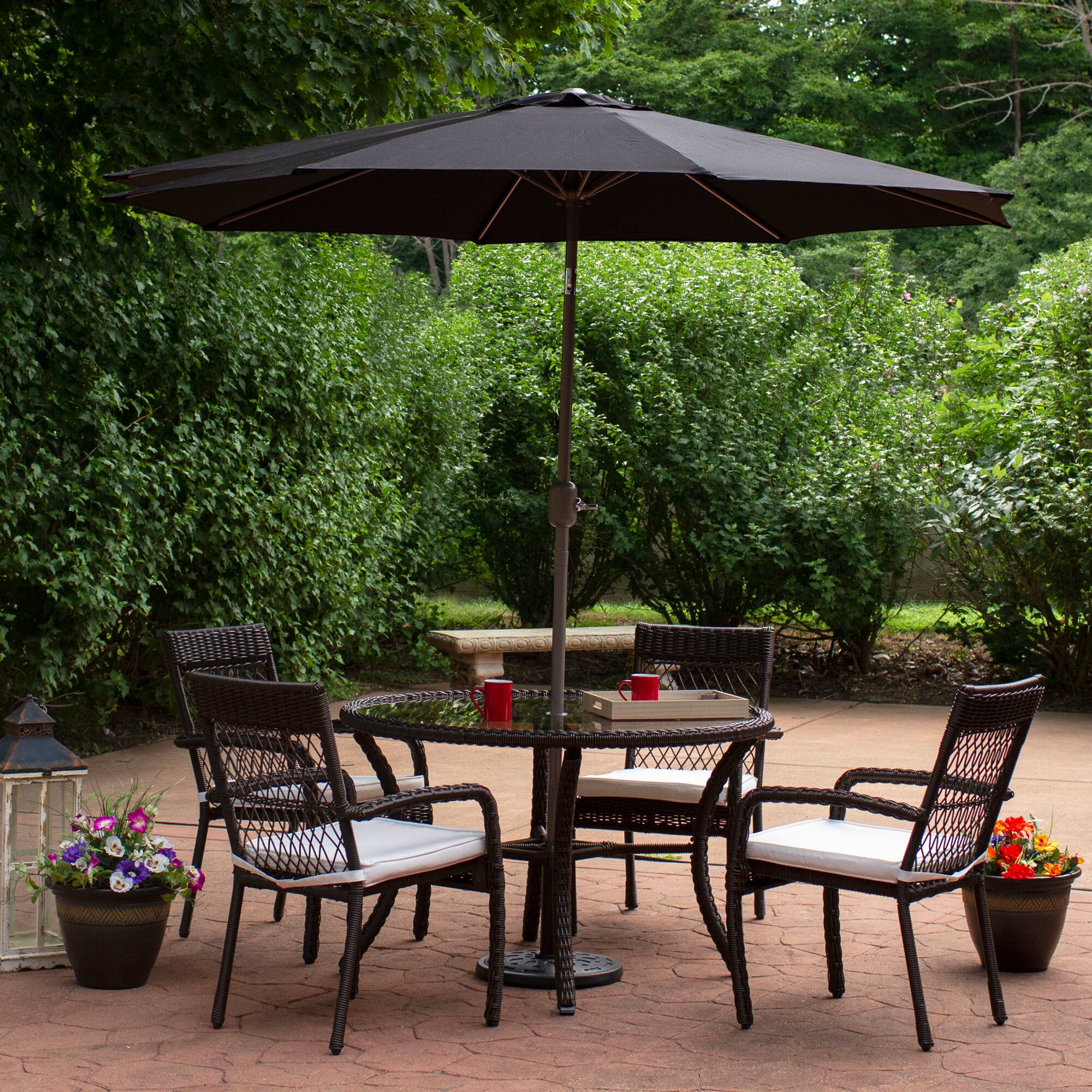 9ft. Outdoor Patio Market Umbrella with Hand Crank &#x26; Tilt