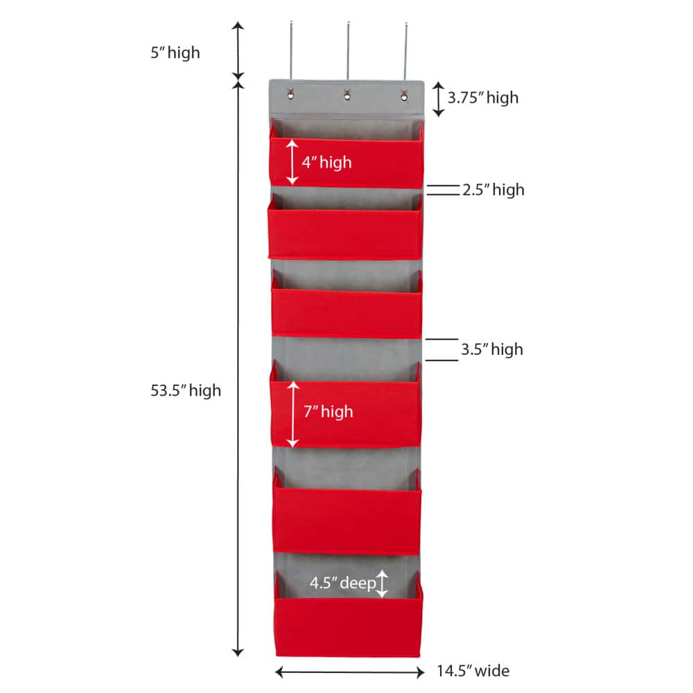 Household Essentials 4.7ft. 6-Pocket Over the Door Pocket Organizer