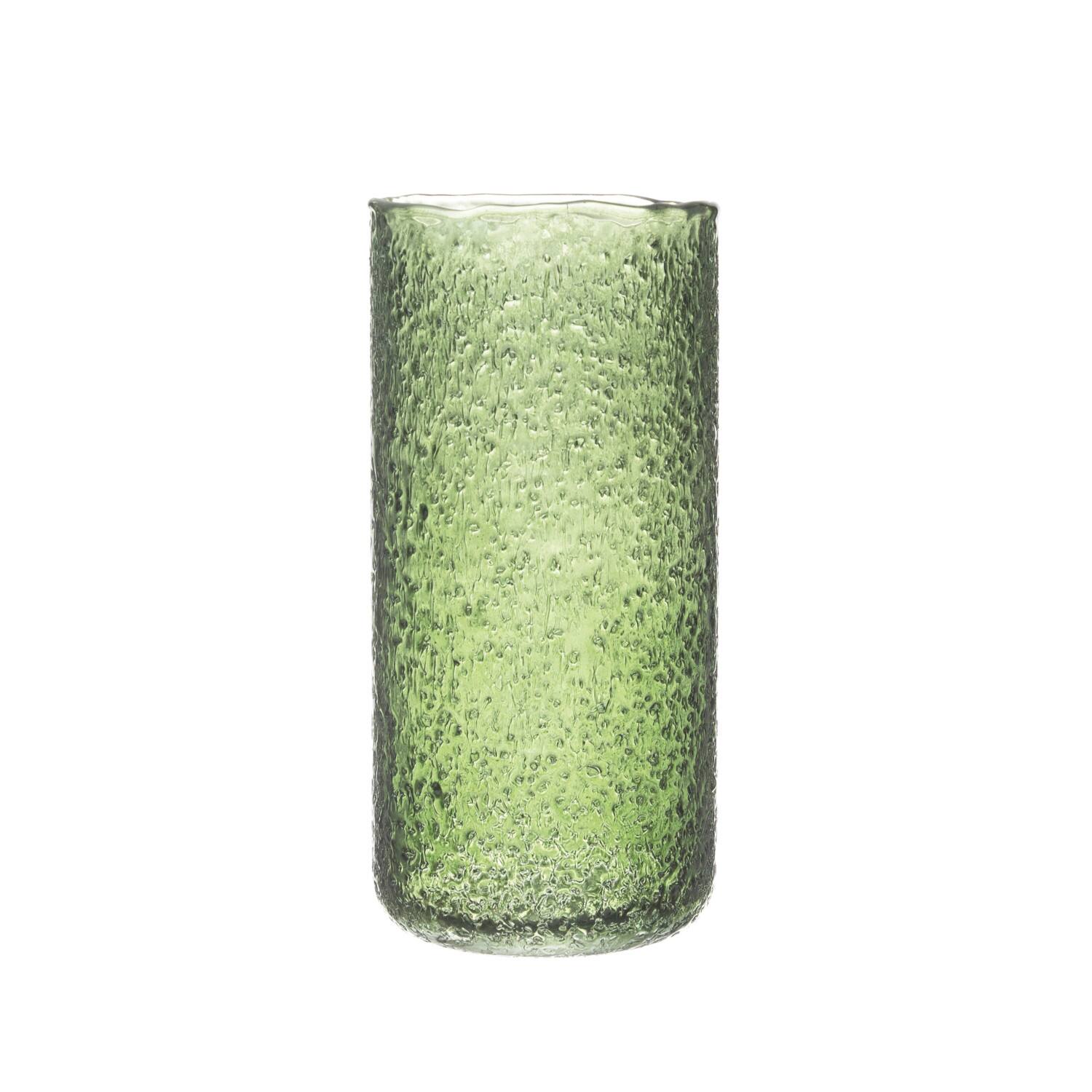 Hello Honey® 9" Green Seeded Glass Hurricane Vase