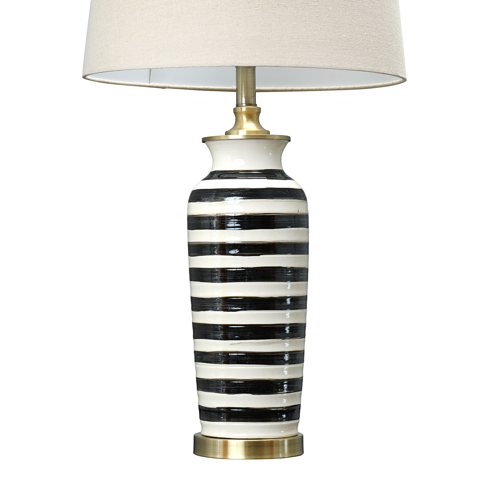 Black &#x26; White Striped Ceramic Table Lamp