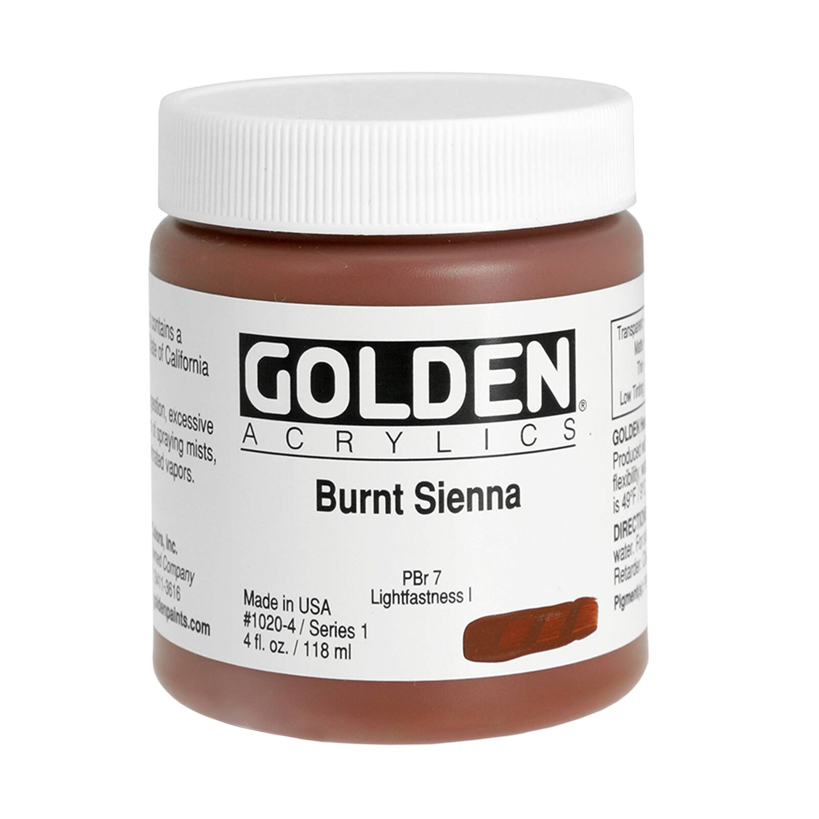 Golden Heavy Body Acrylics, 4 oz Paint in Burnt Sienna