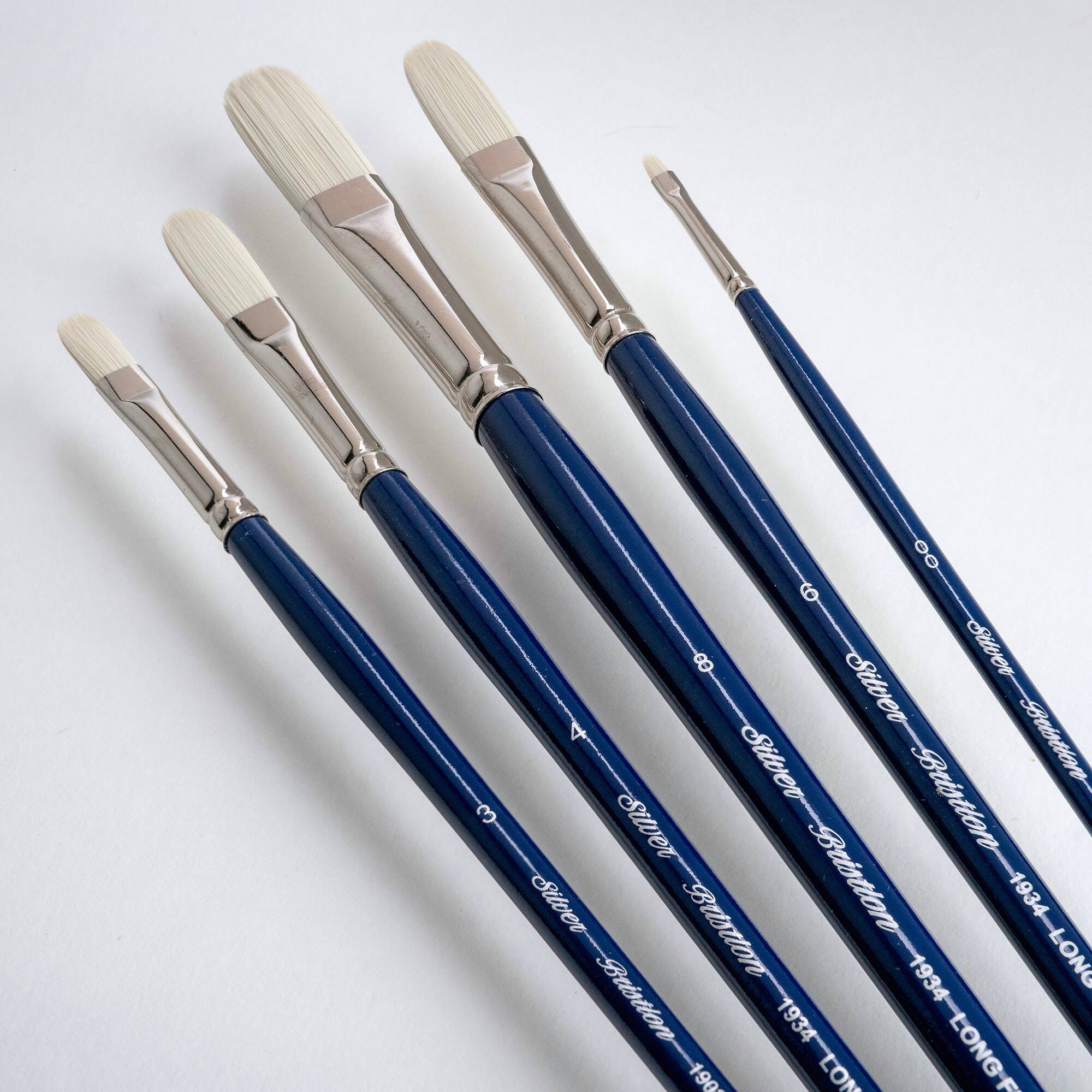Silver Brush Limited Bristlon Long Filbert Brushes, Set of 5