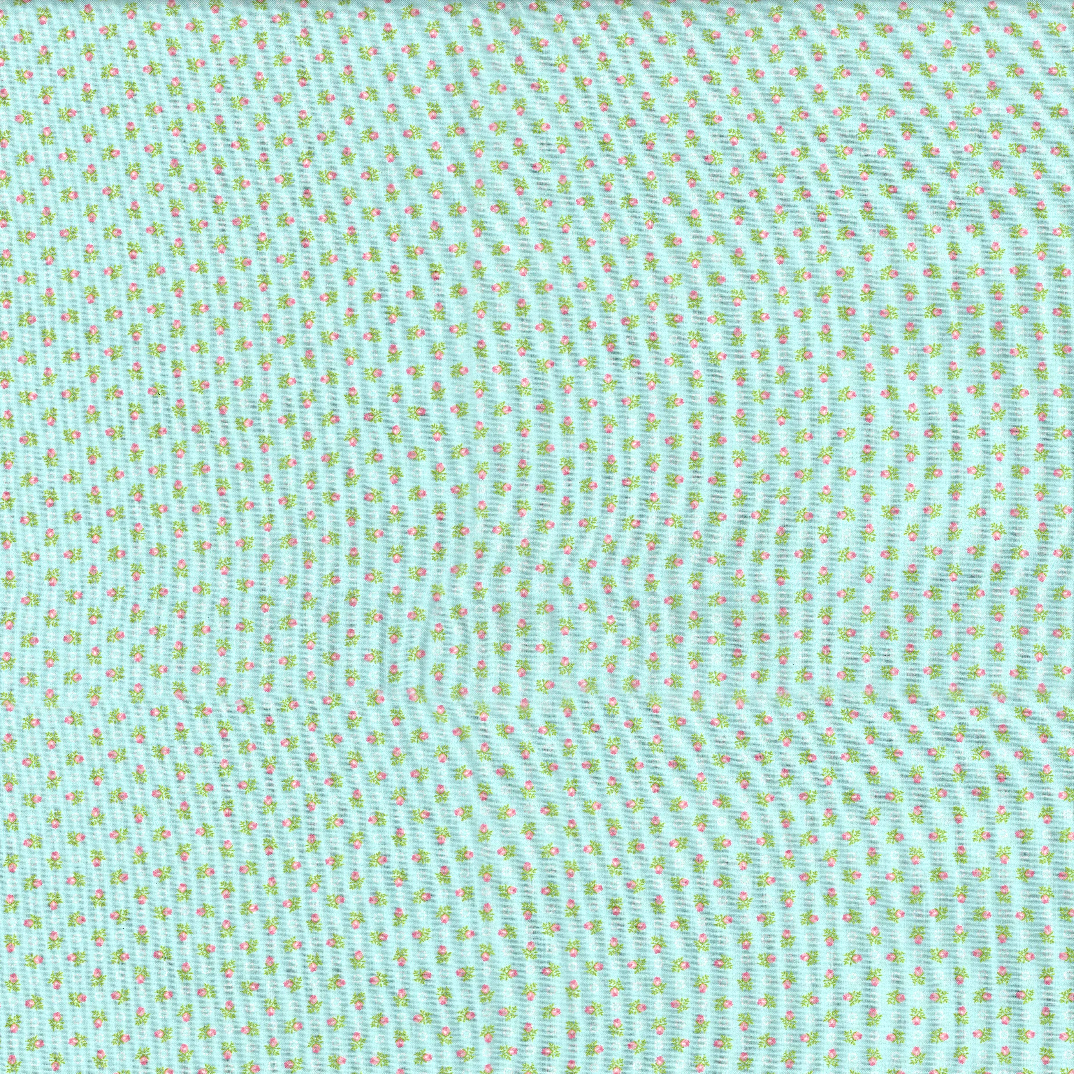 Fabric Traditions Light Blue Vintage Ditsy Rose Cotton Fabric