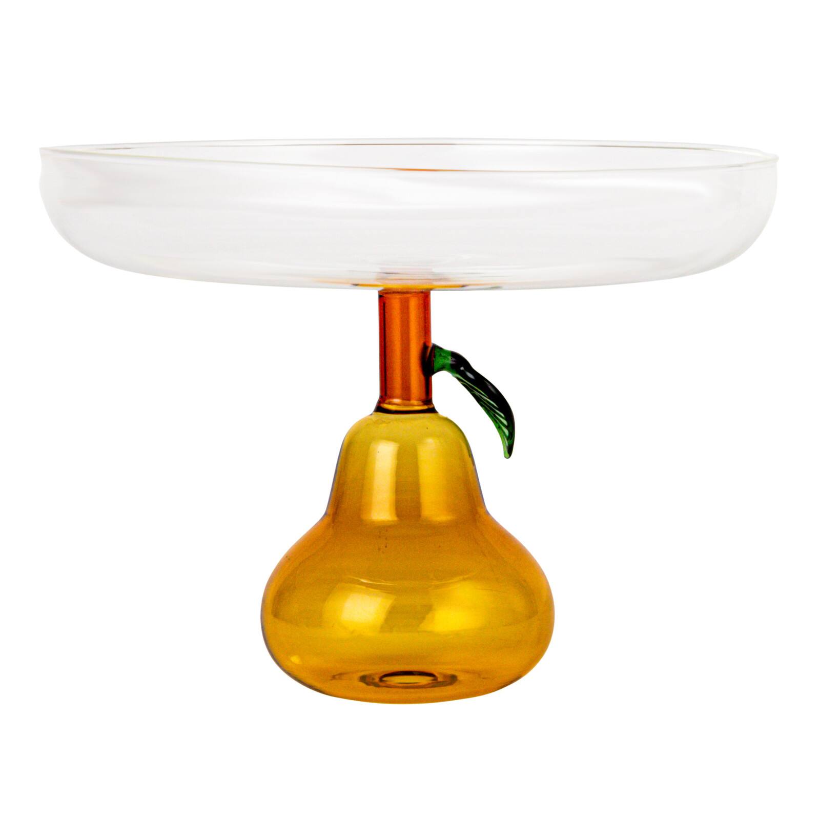 Hello Honey® 7.75" Pear Perfection Glass Food Pedestal