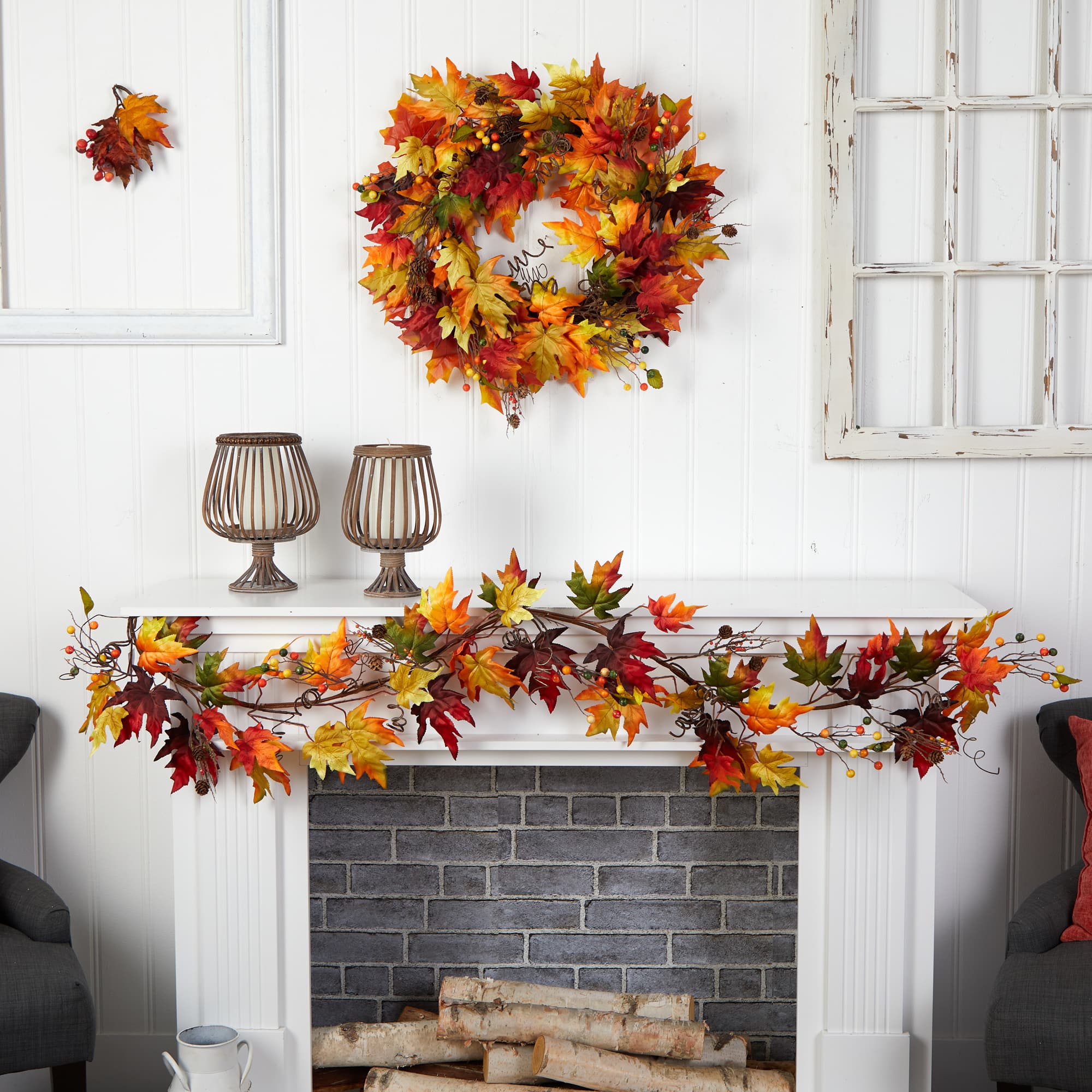 6ft. Autumn Maple Leaf &#x26; Berry Fall Garland