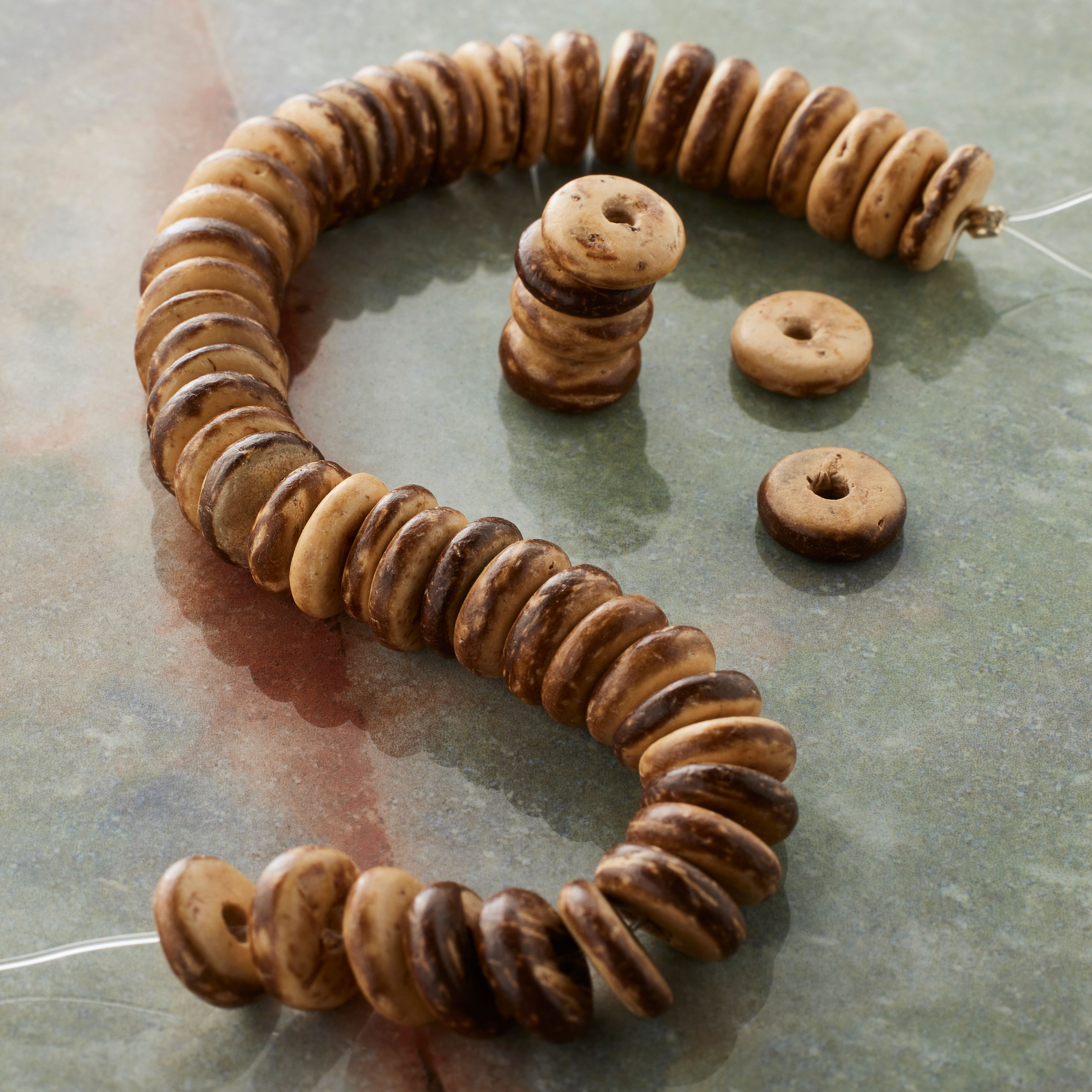 Light Brown Wood Coconut Wood Heishi Beads, 10mm by Bead Landing&#x2122; 