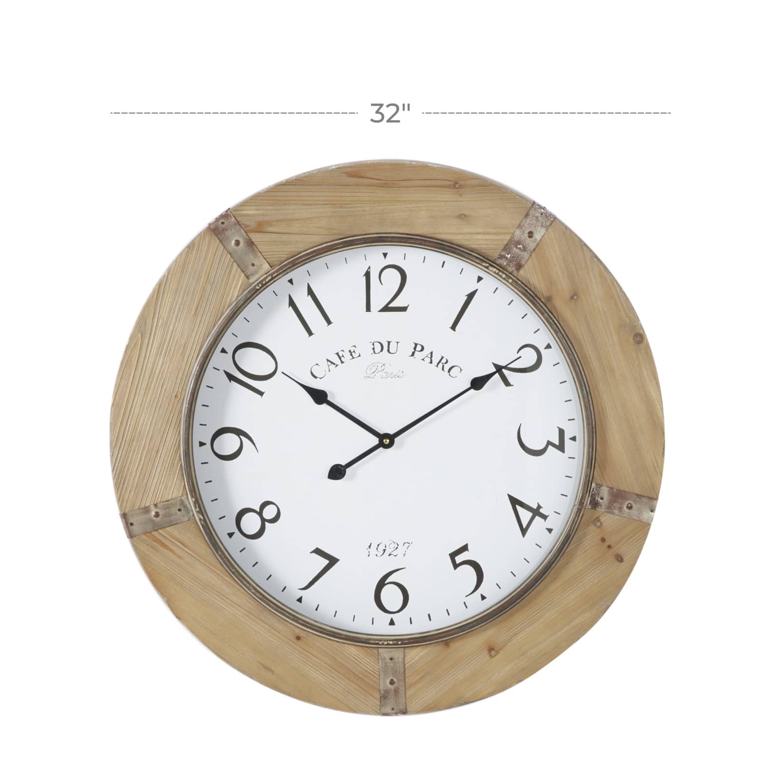 Brown Rustic Wood Wall Clock, 32&#x22; x 32&#x22;