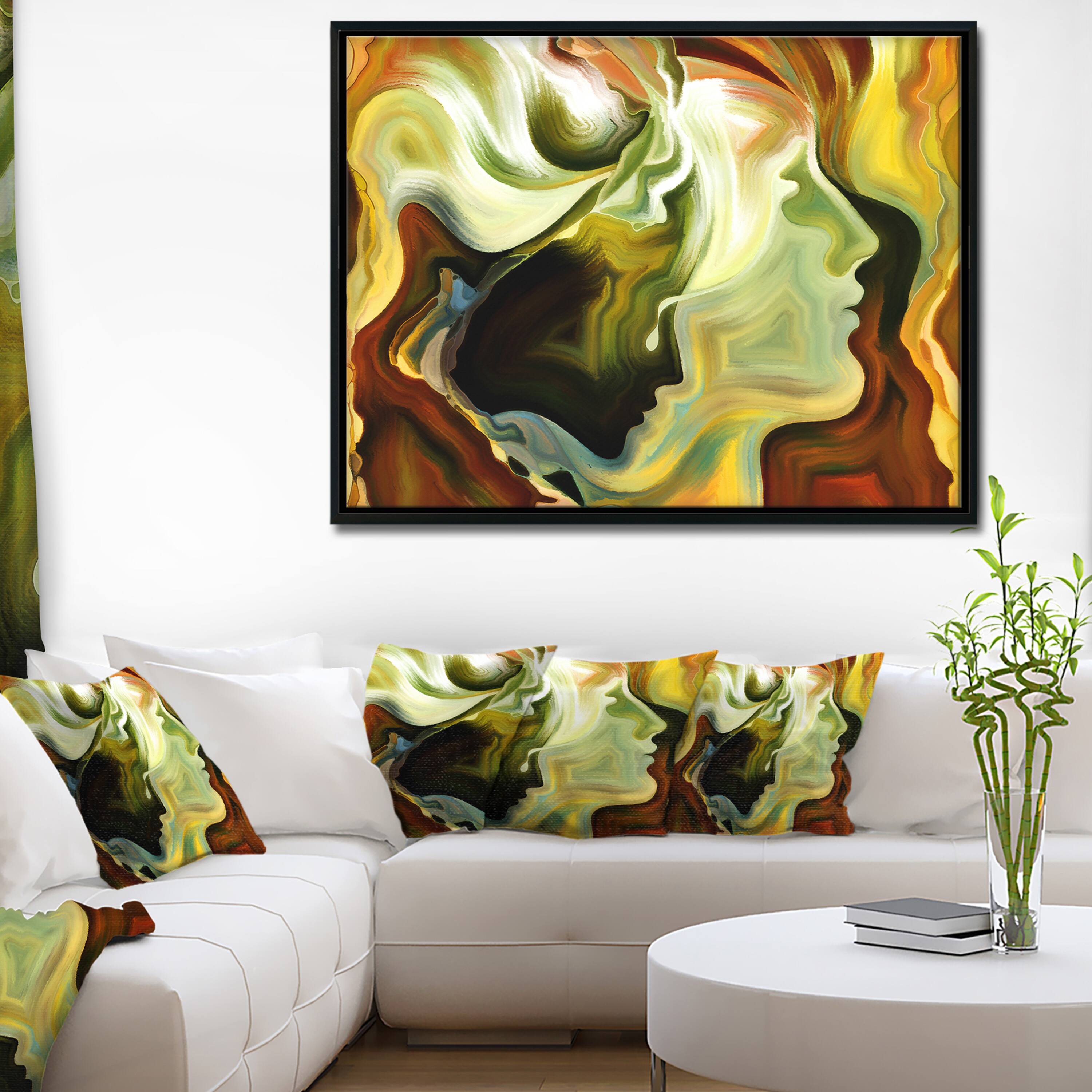 Designart - Metaphorical Inner Self - Abstract Canvas Art Print in Black Frame