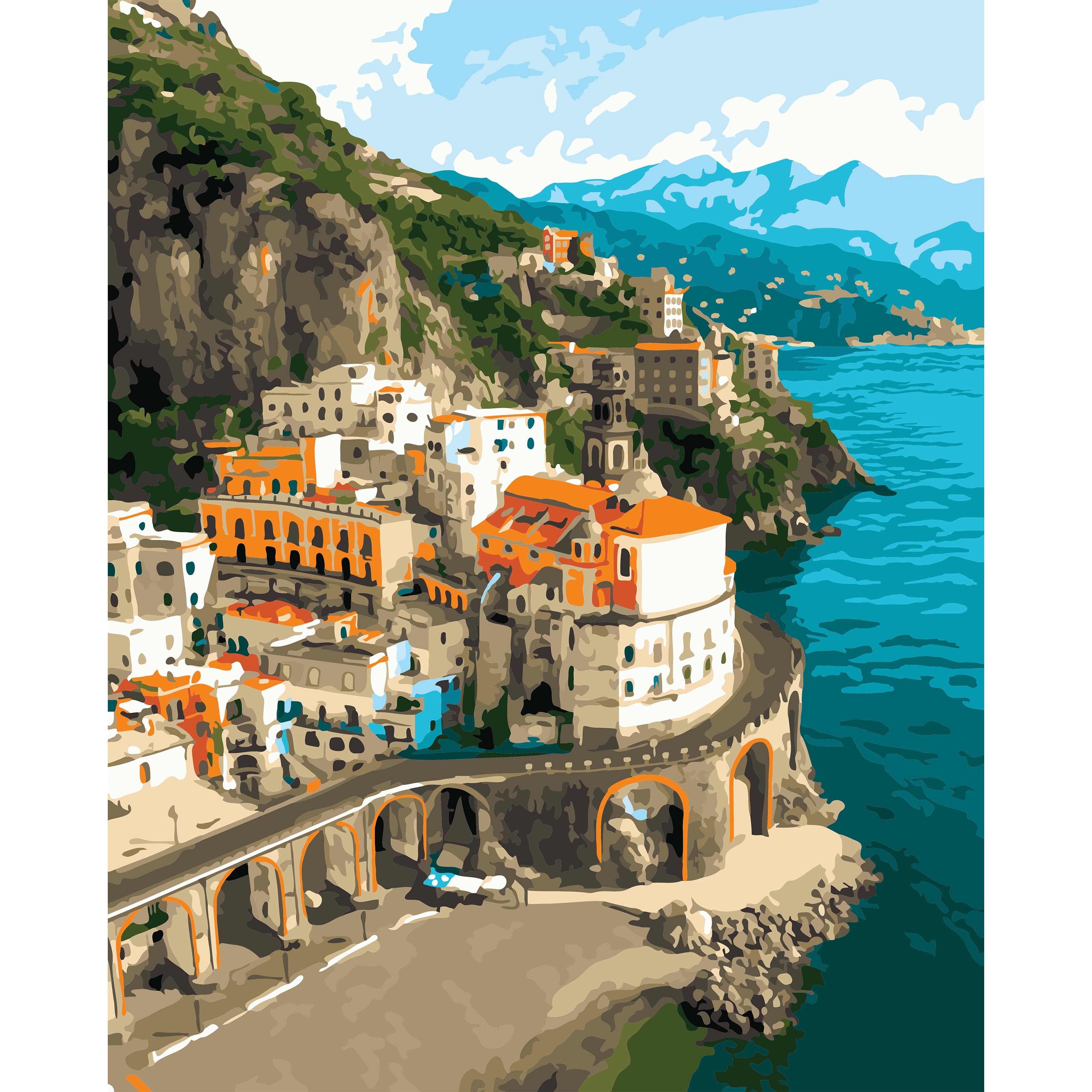 16" x 20" Mediterranean Coast Paint-by-Number Kit with Wood Display Hanger by Artist's Loft®