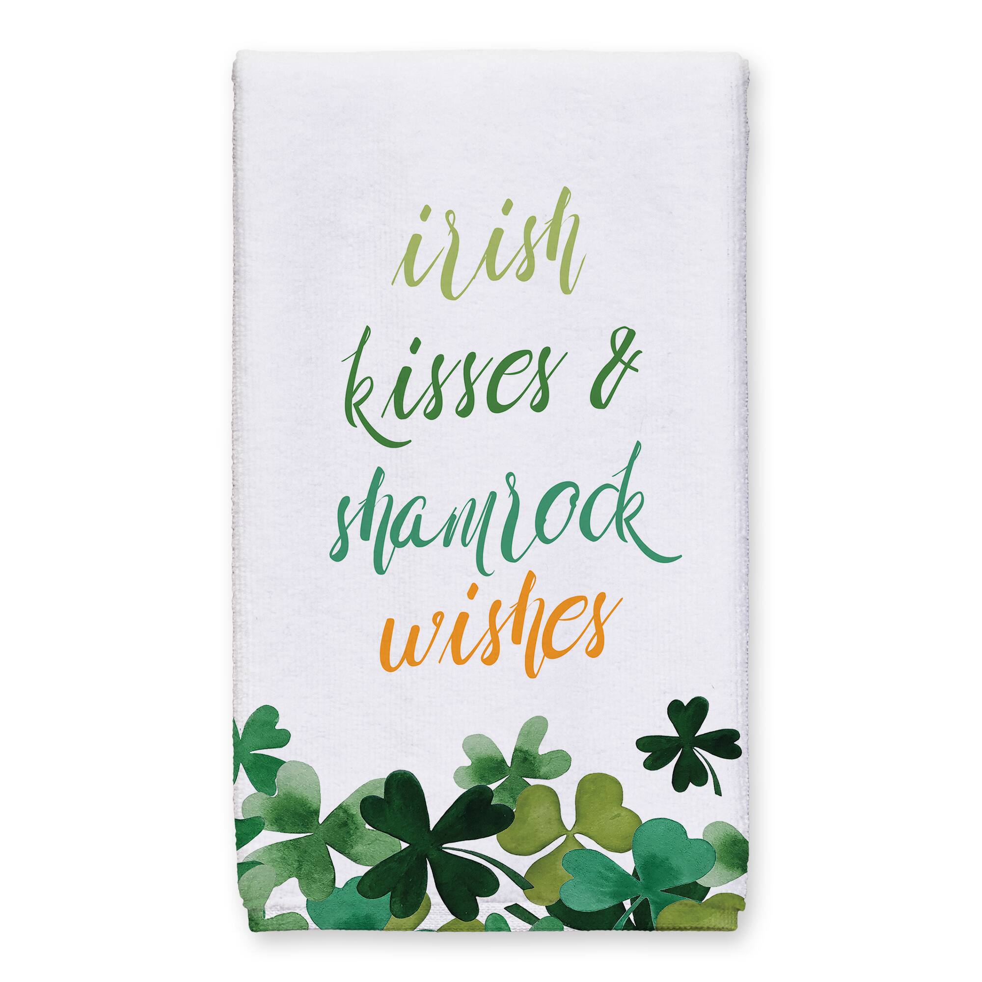 Irish Kisses Shamrock Wishes Tea Towel Set of 2