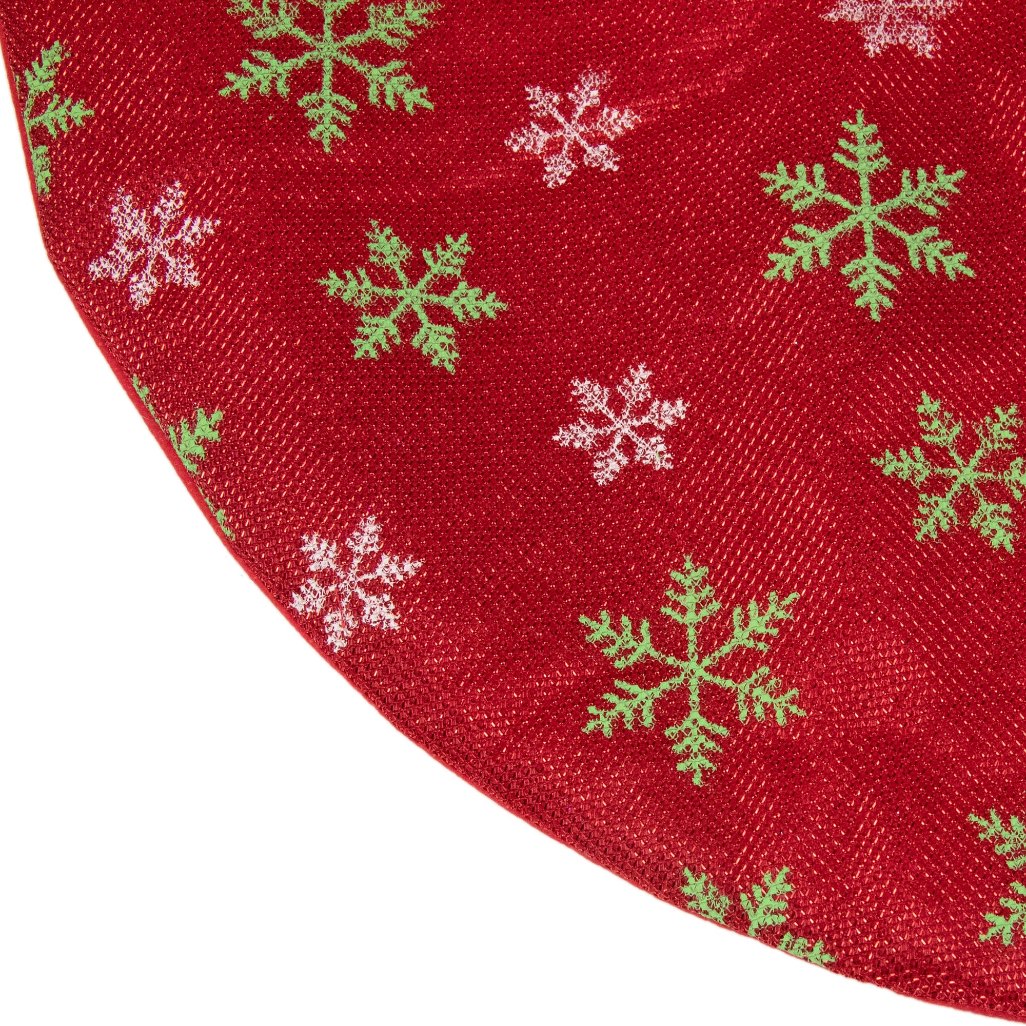 20&#x22; Red Metallic &#x26; Snowflake Print Mini Tree Skirt