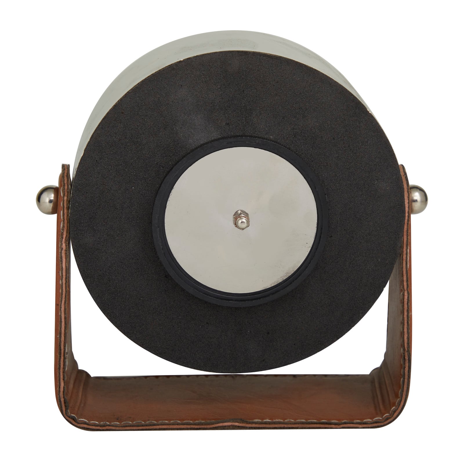 7" Silver Stainless Steel Clock with Leather Stand