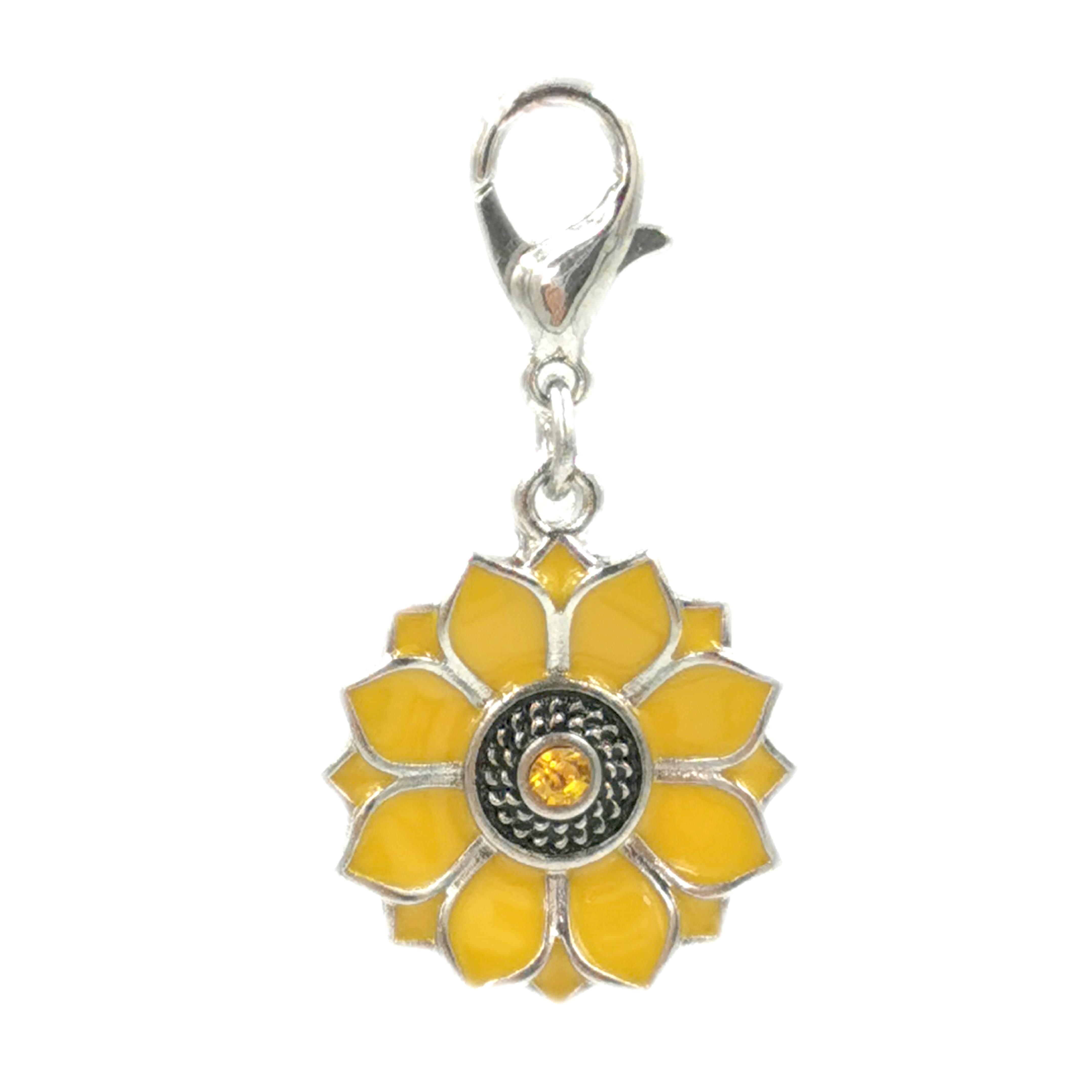 12 Pack: Charmalong™ Yellow & Rhodium Sunflower Charm by Bead Landing™