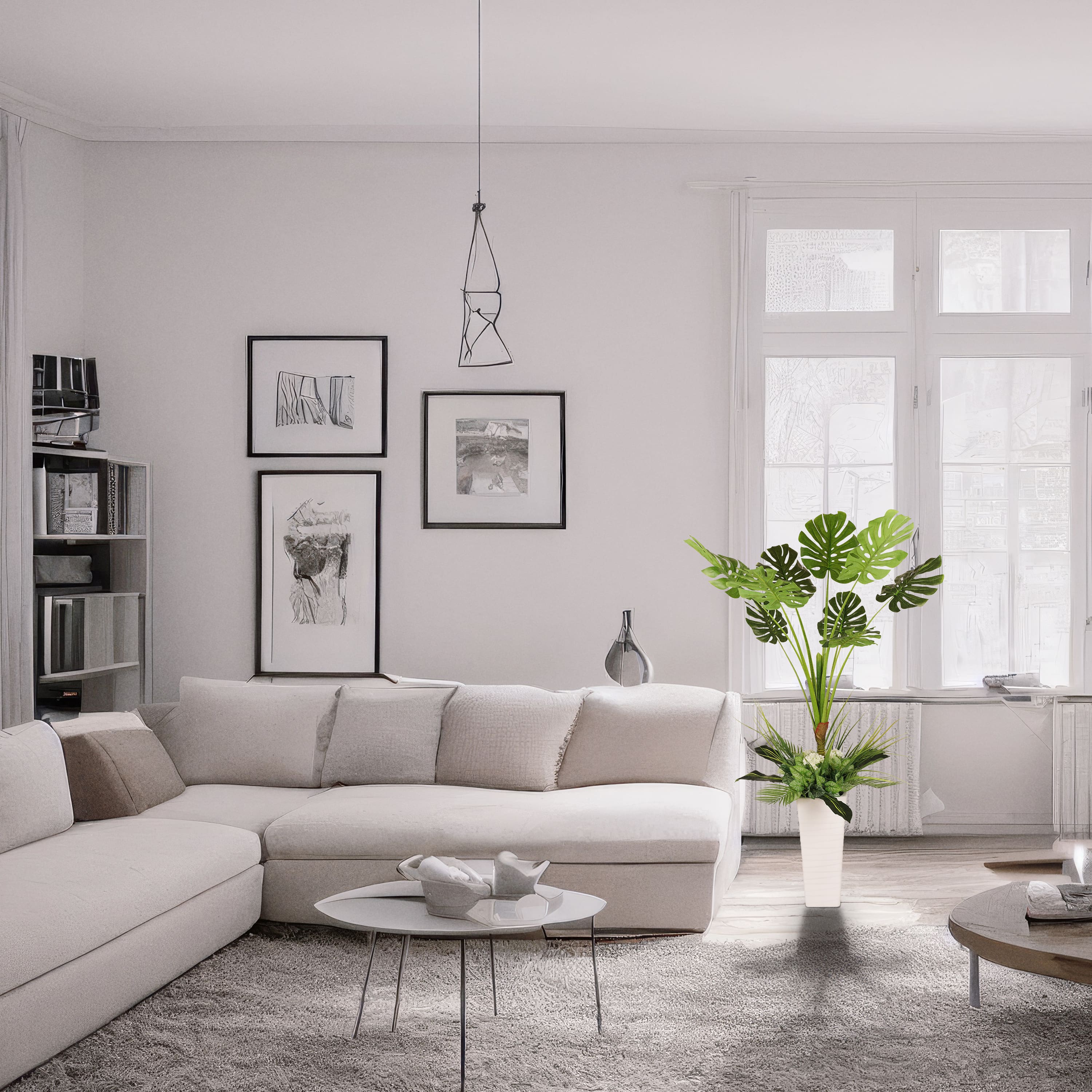 5ft. Artificial Tarovine Tree in White Decorative Pot