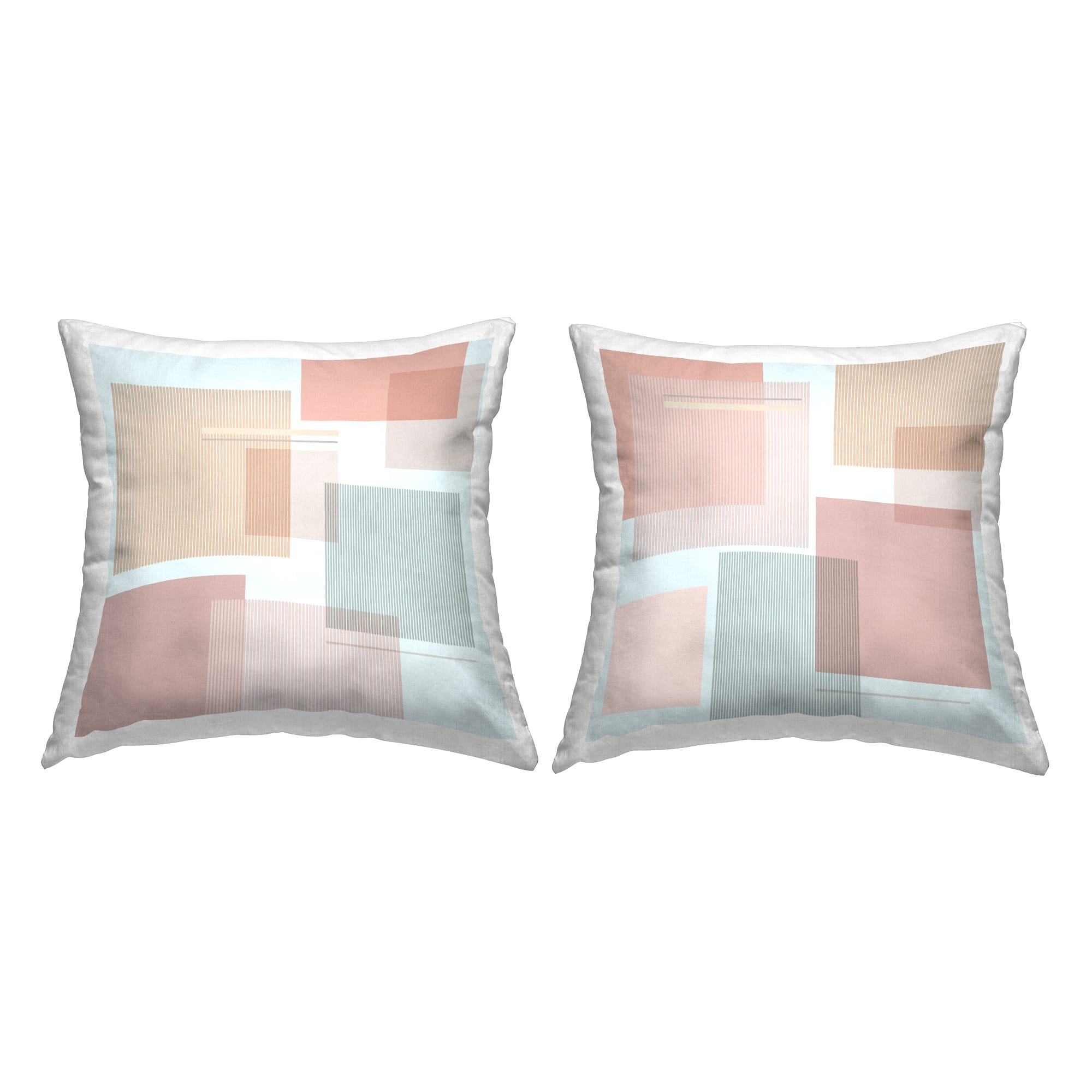 Stupell Industries Abstract Geometric Shapes Industrial Stripe Patterned 2 Pillows, Each 18" x 18"