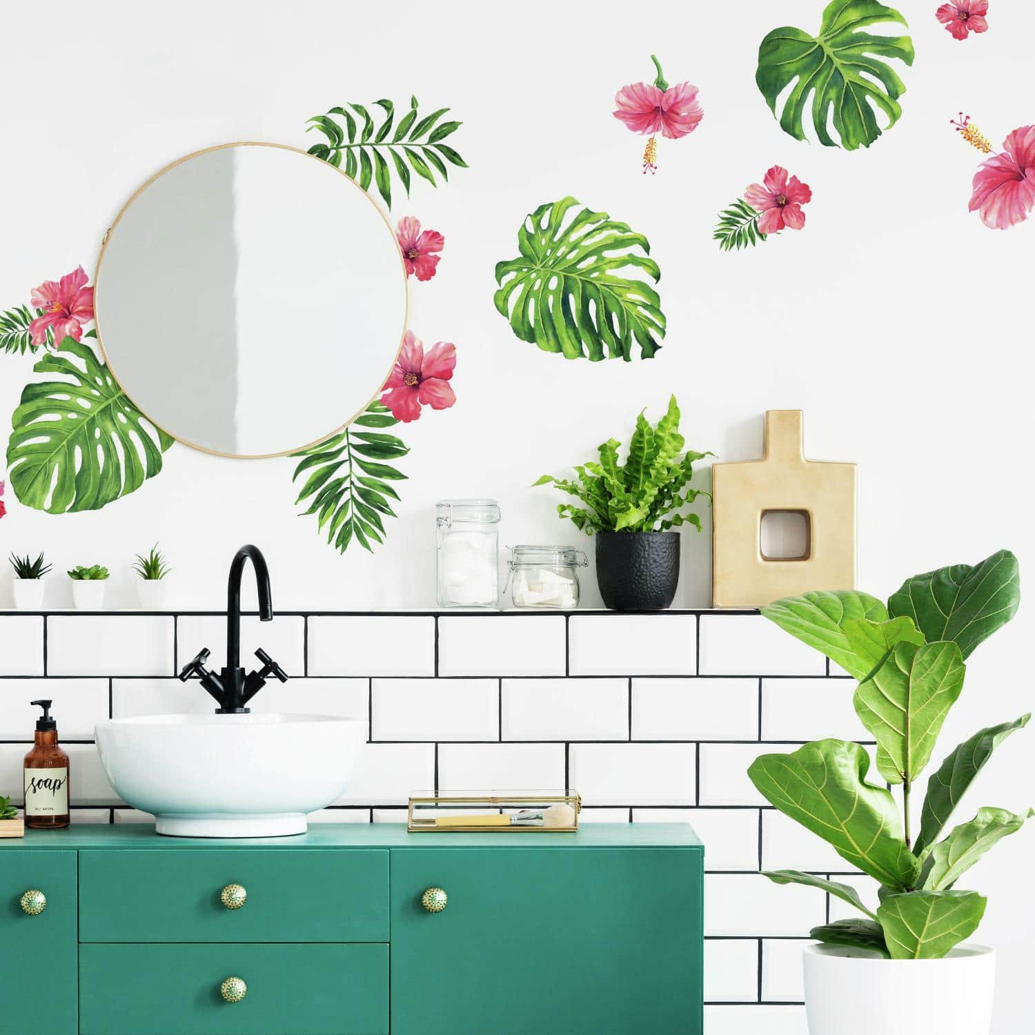 RoomMates Tropical Hibiscus Flower Peel &#x26; Stick Decals