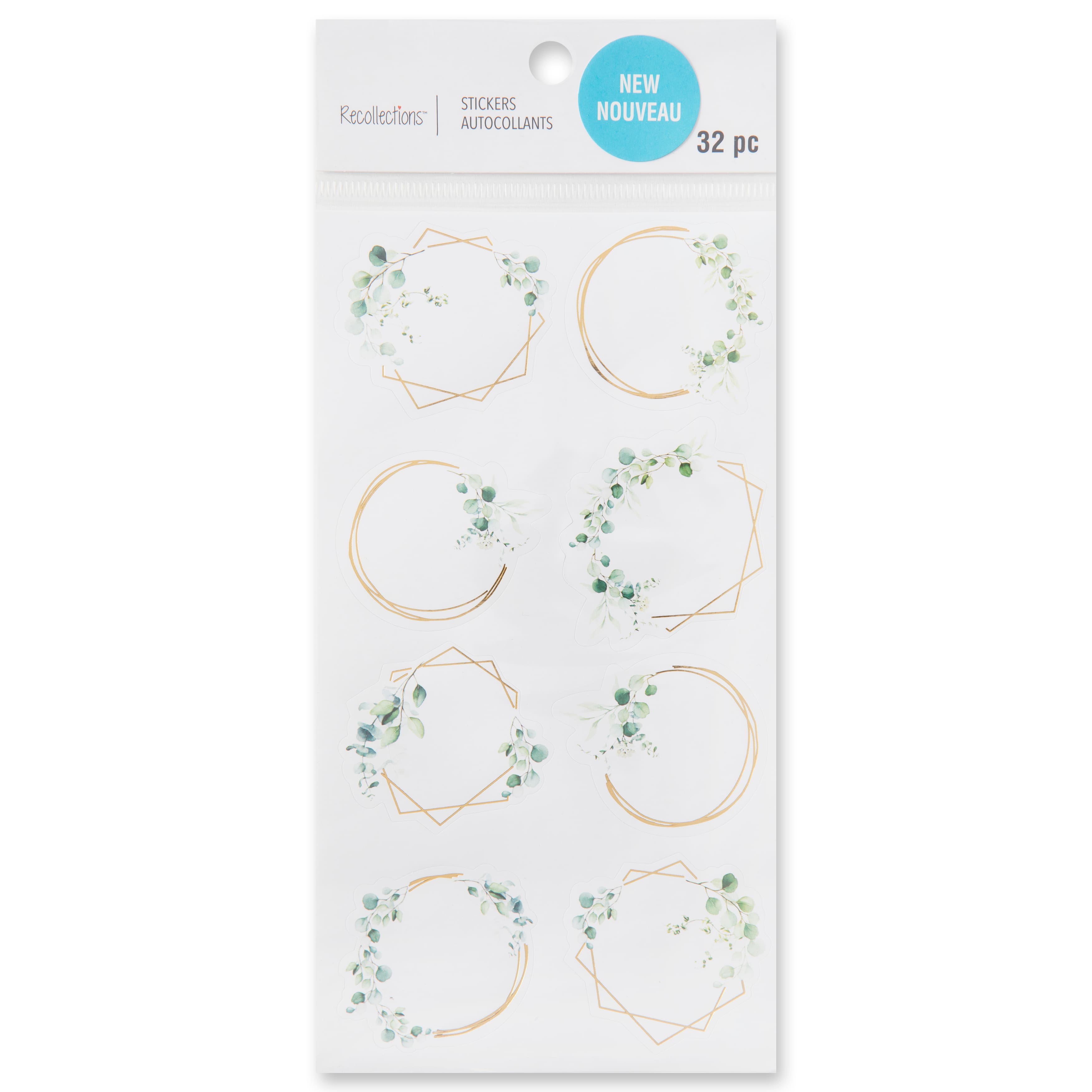 12 Pack: Gold Wreath & Leaf Stickers by Recollections™