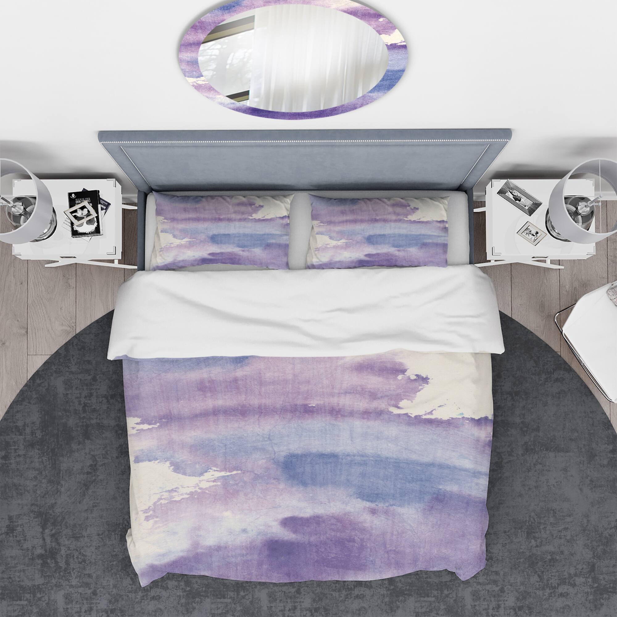 Designart &#x27;Watercolor Purple Haze I&#x27; Geometric Bedding Set - Duvet Cover &#x26; Shams