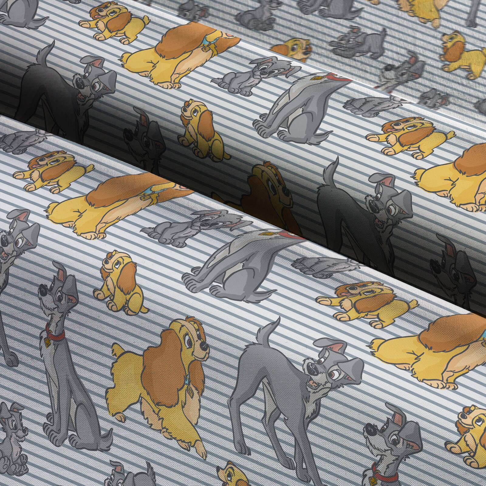 Disney Lady and The Tramp Love Over Time Packed Cotton Fabric