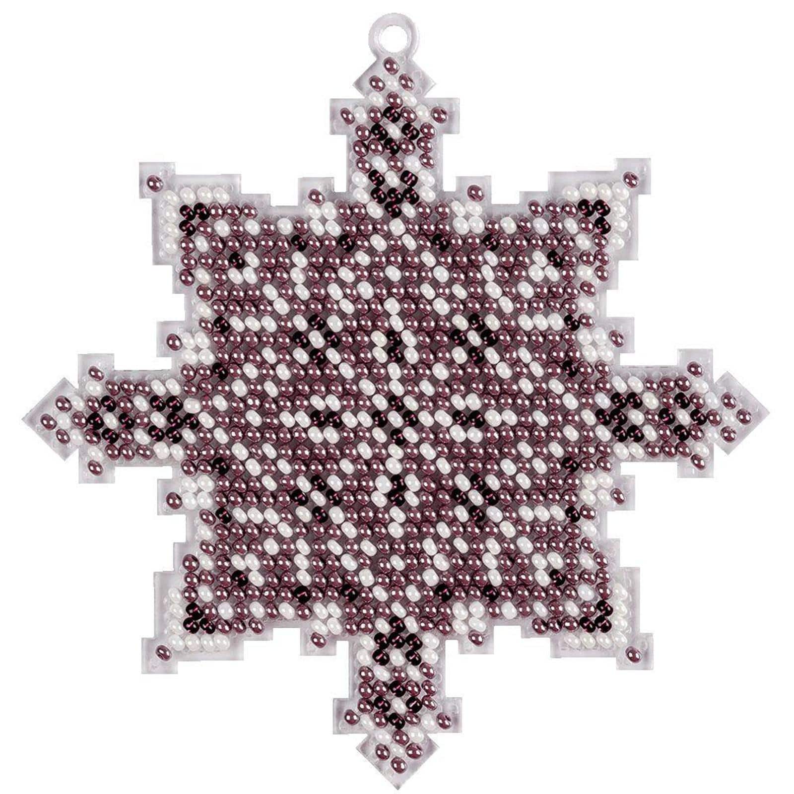 Wonderland Crafts Purple Fair Isle Snowflake Ornament Bead Embroidery on Plastic Kit
