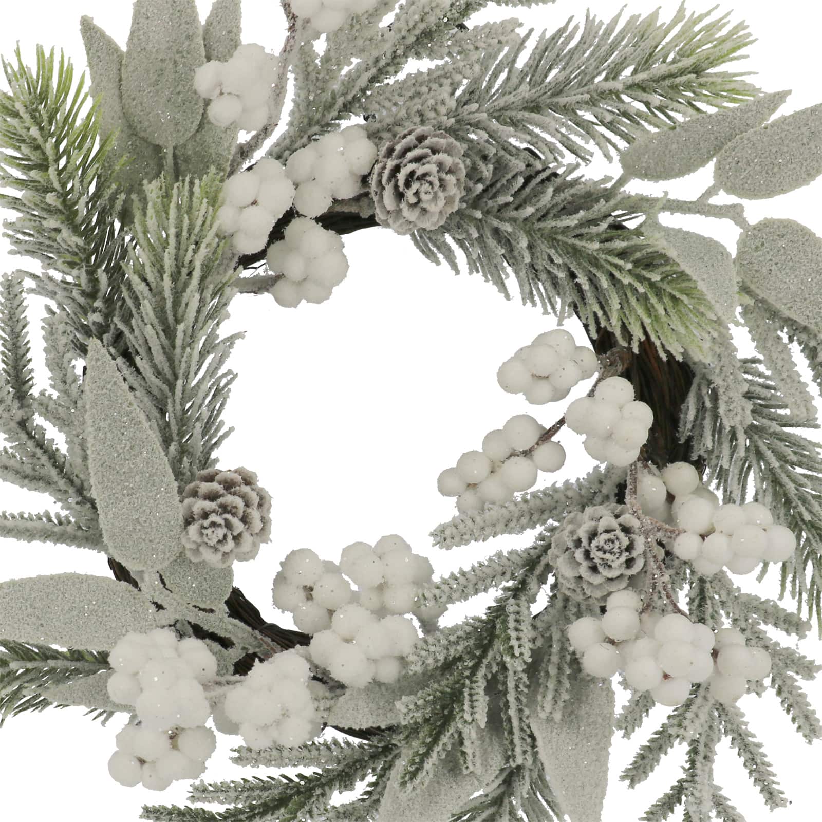 12&#x22; Mini Snowy White Berry &#x26; Pinecone Wreath by Ashland&#xAE;