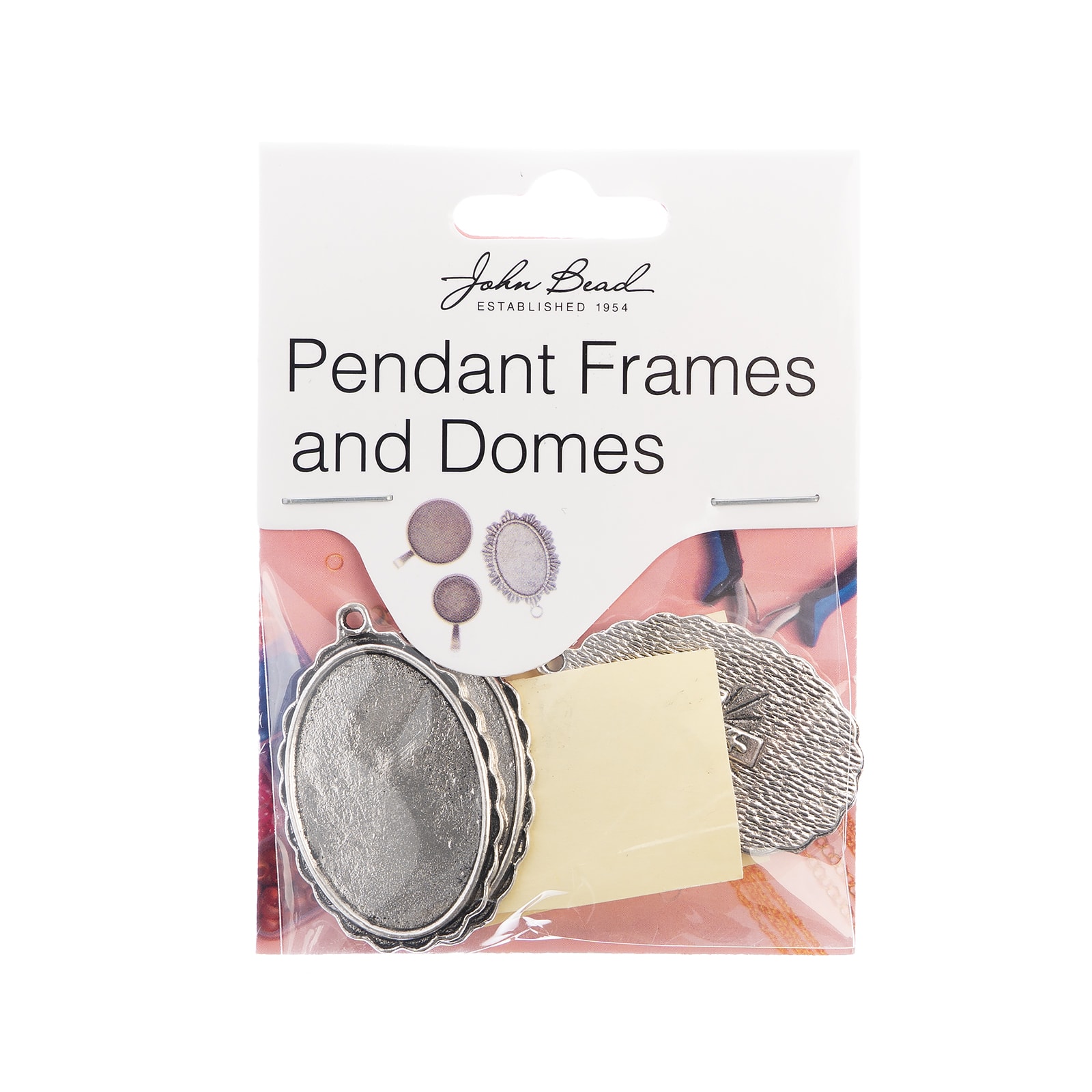 John Bead 32mm Antique Silver Oval Pendant Frames, 3ct.